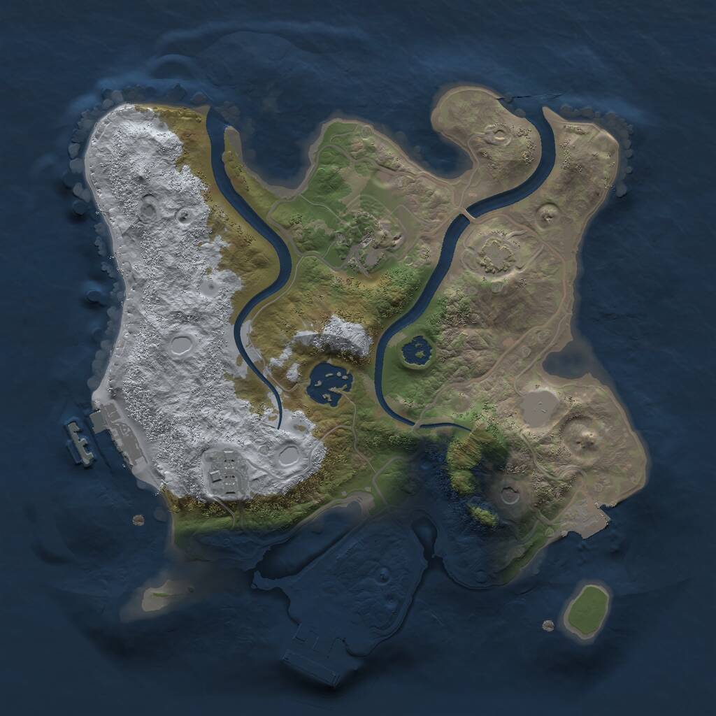 Rust Map: Procedural Map, Size: 2500, Seed: 1378485490, 8 Monuments