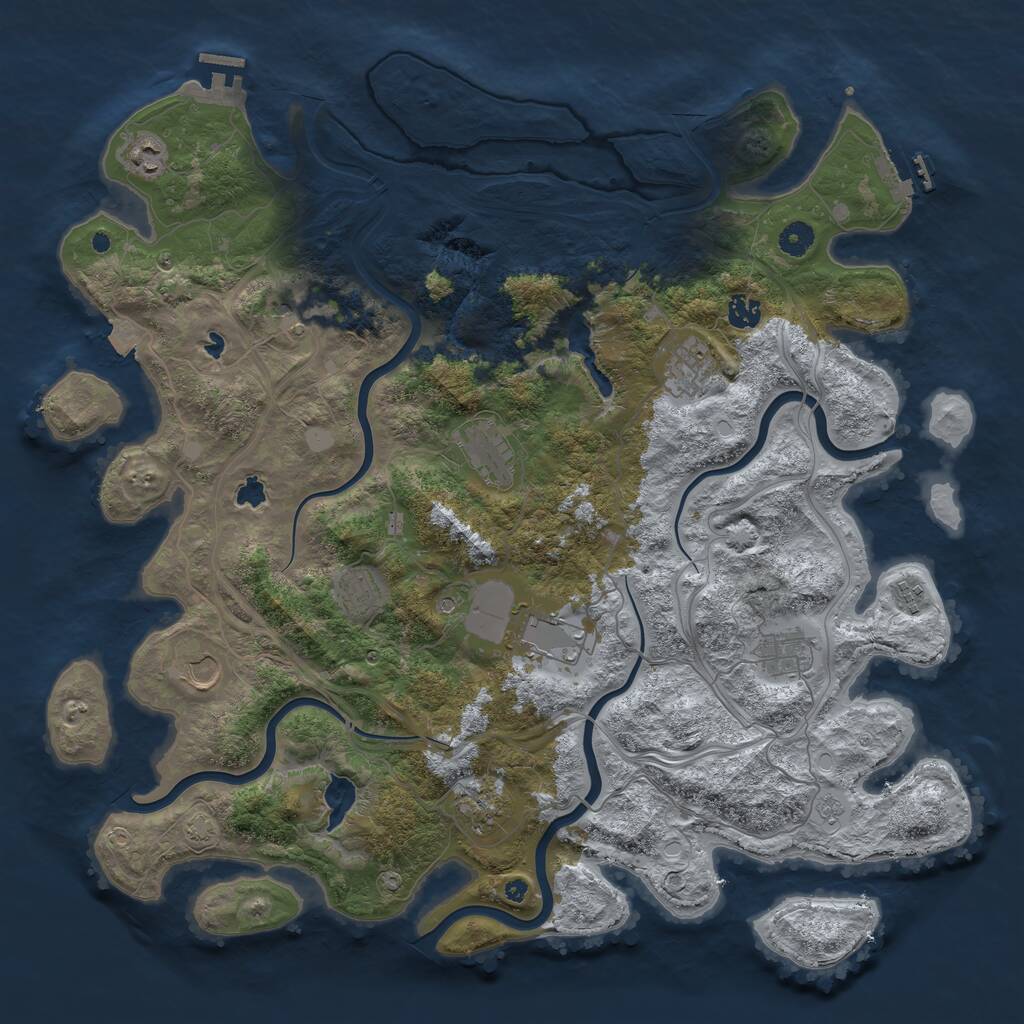 Rust Map: Procedural Map, Size: 4500, Seed: 1839361543, 17 Monuments