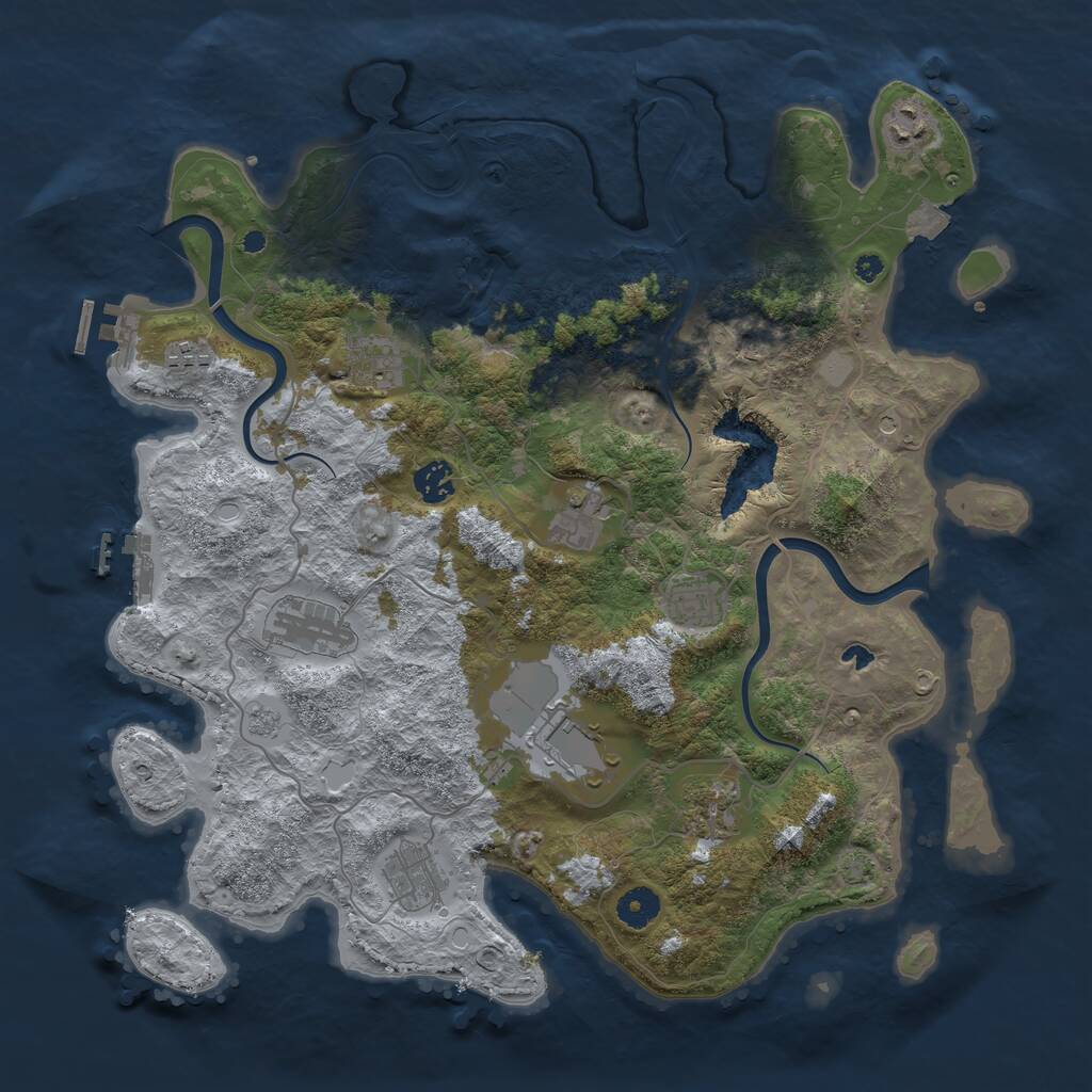 Rust Map: Procedural Map, Size: 4000, Seed: 32155, 16 Monuments