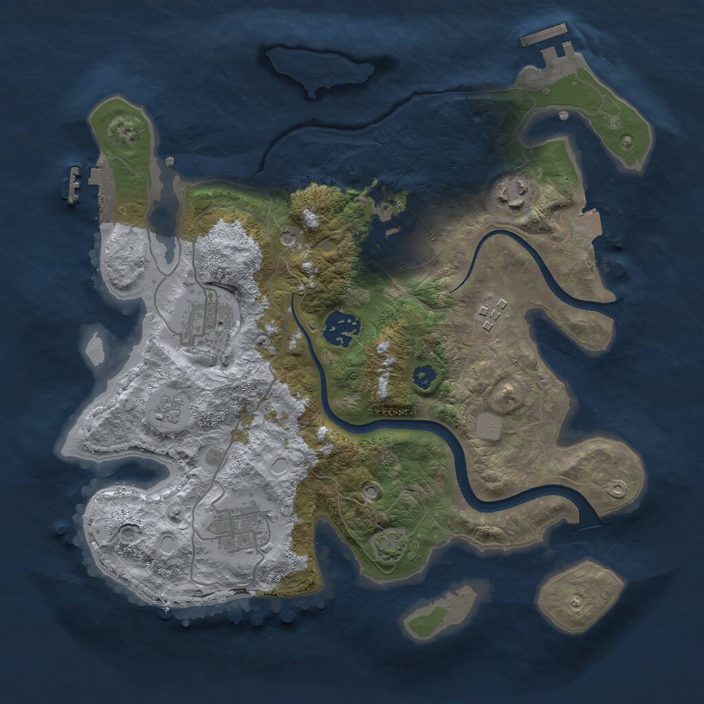 Rust Map: Procedural Map, Size: 3000, Seed: 34847, 12 Monuments