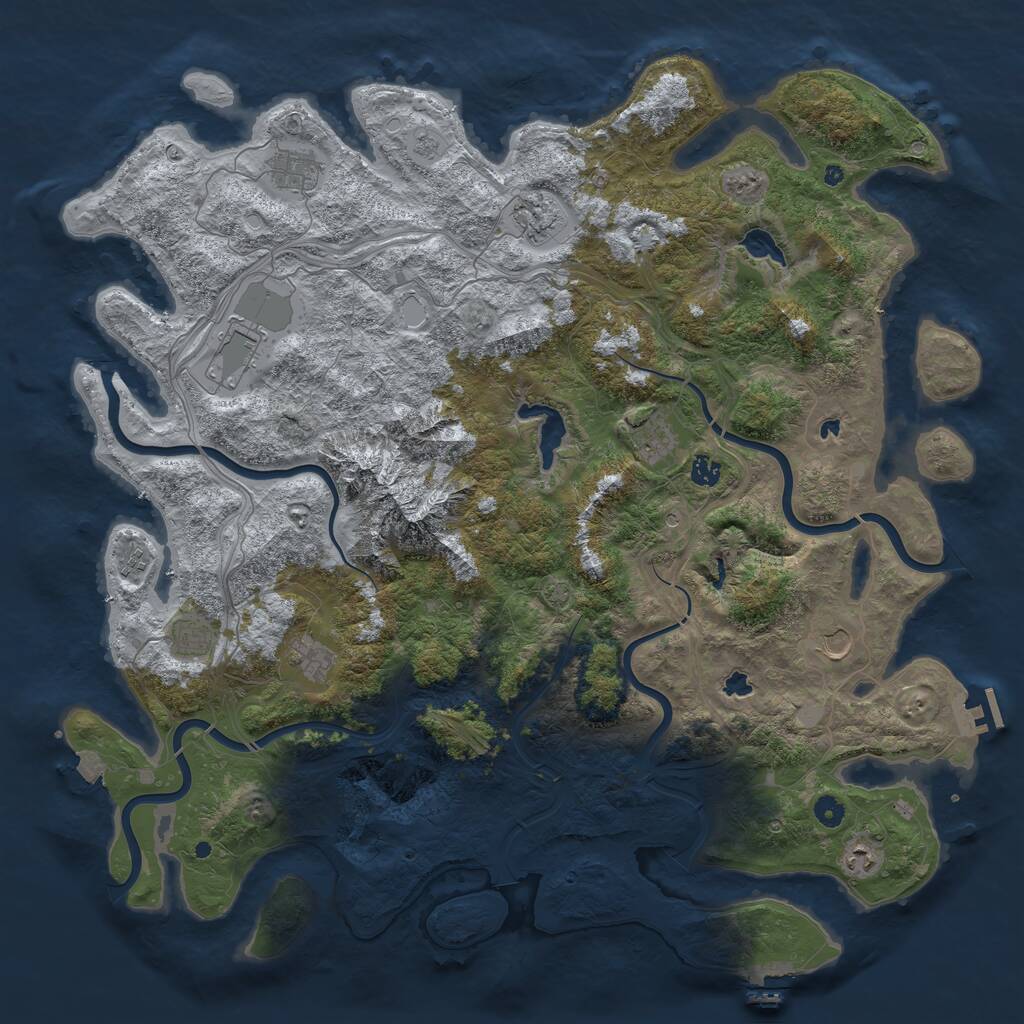 Rust Map: Procedural Map, Size: 5000, Seed: 548441, 16 Monuments