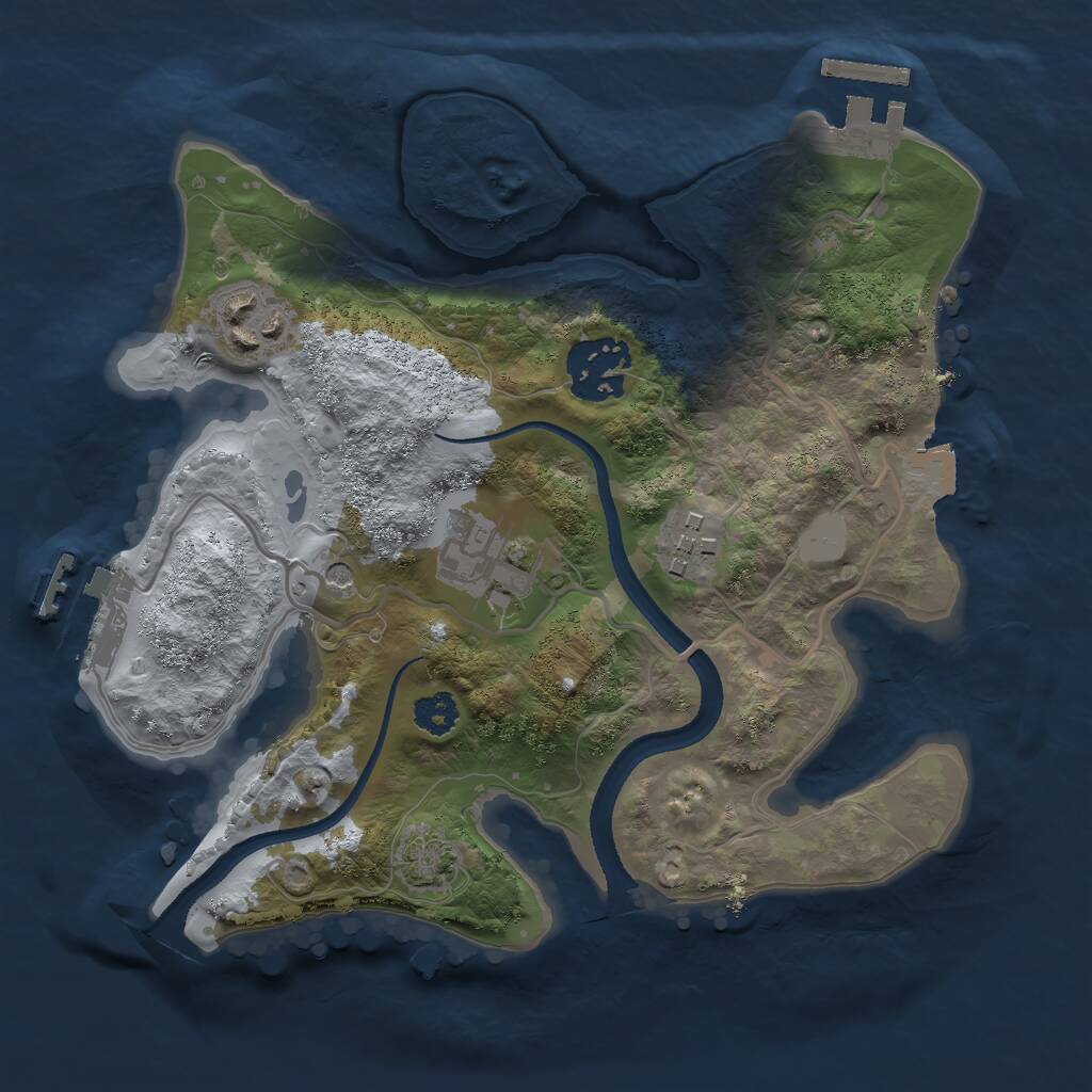 Rust Map: Procedural Map, Size: 2500, Seed: 51423, 9 Monuments