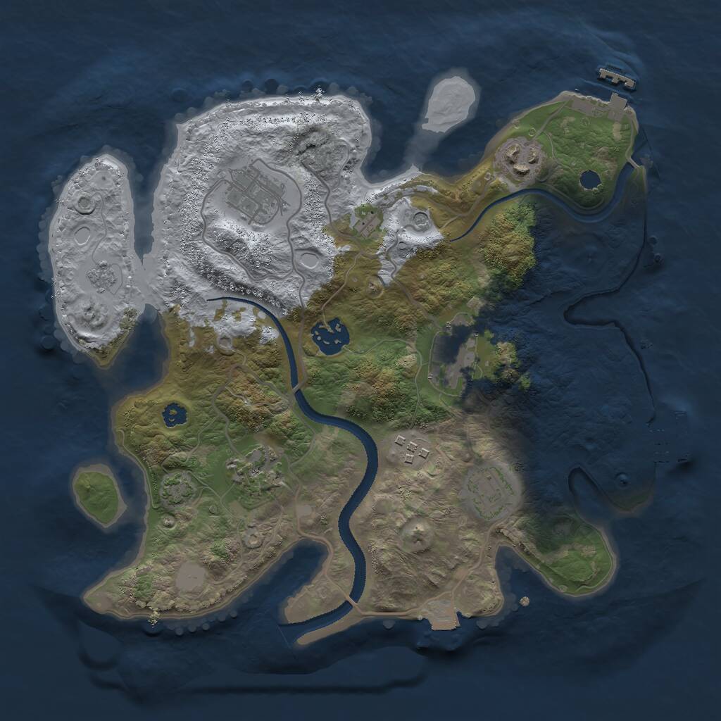 Rust Map: Procedural Map, Size: 3000, Seed: 1614065711, 13 Monuments
