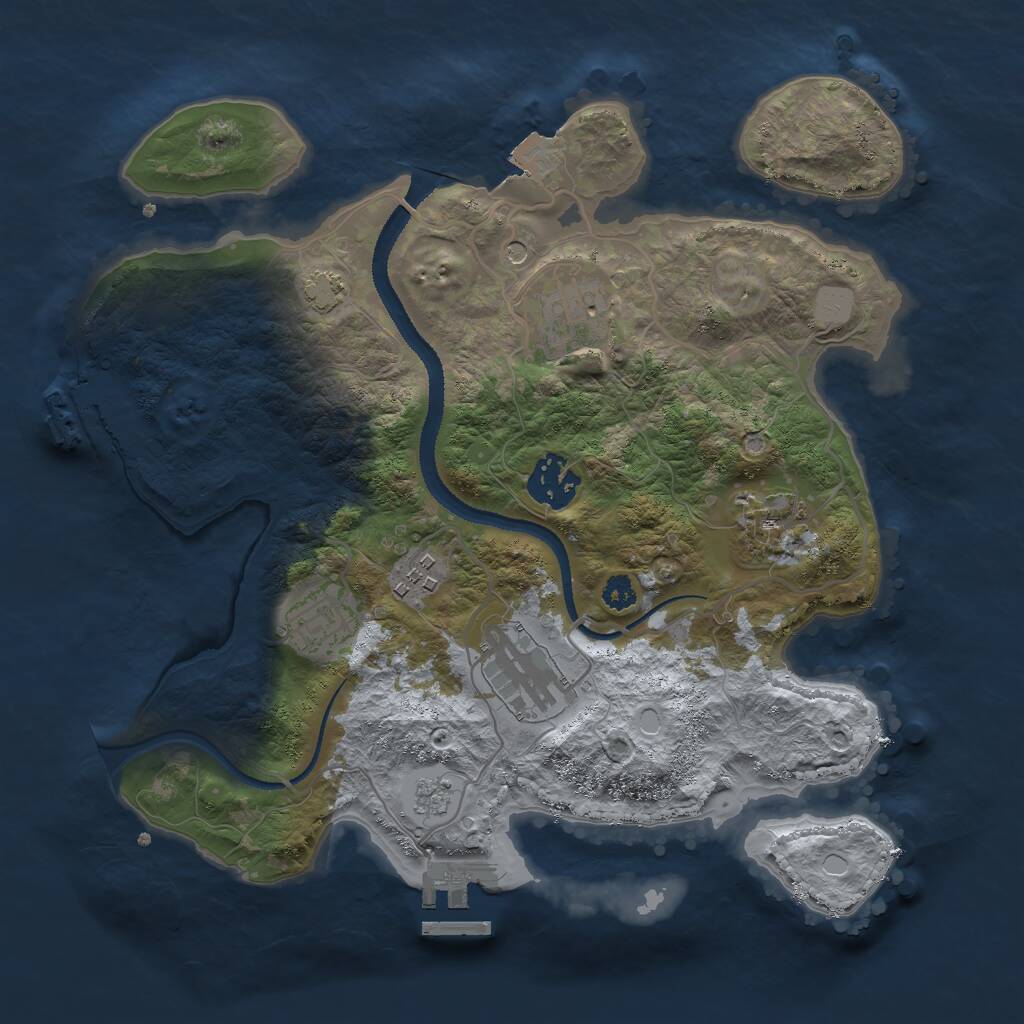 Rust Map: Procedural Map, Size: 3000, Seed: 16374, 12 Monuments