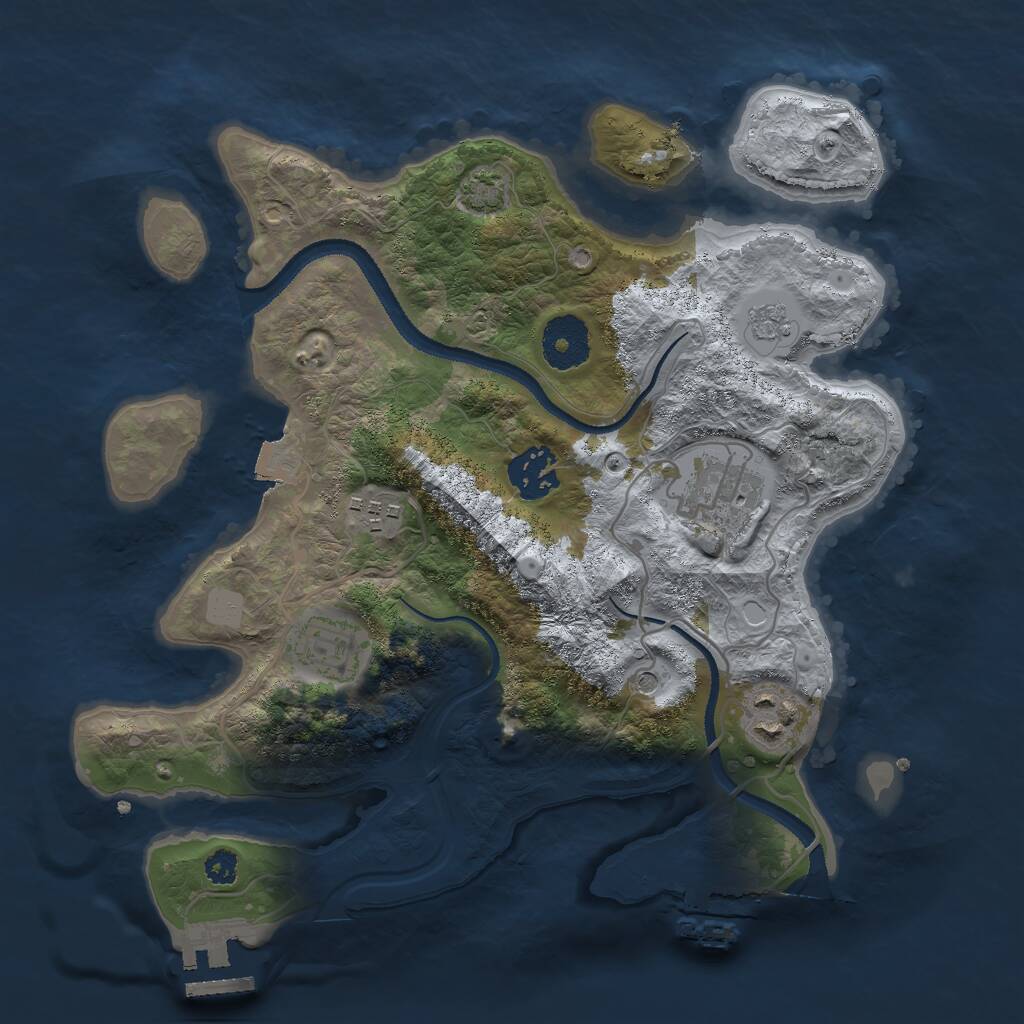 Rust Map: Procedural Map, Size: 3000, Seed: 736637252, 11 Monuments