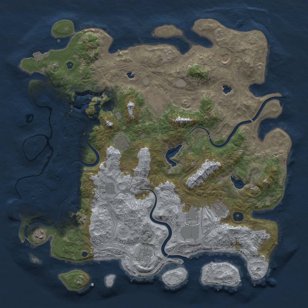Rust Map: Procedural Map, Size: 4500, Seed: 1319724459, 15 Monuments