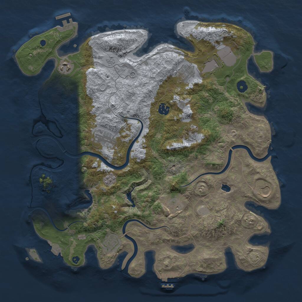 Rust Map: Procedural Map, Size: 4000, Seed: 1298675265, 16 Monuments