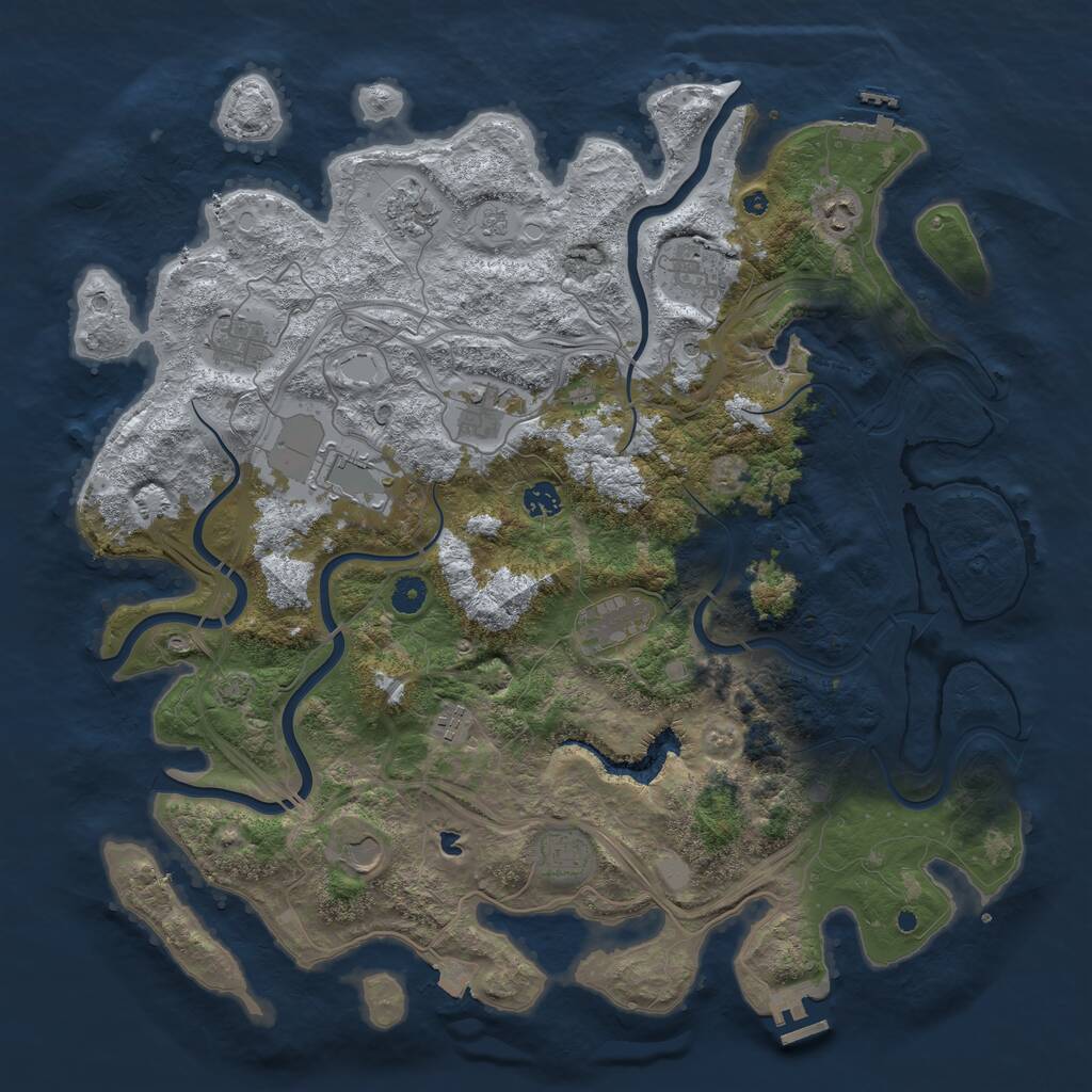 Rust Map: Procedural Map, Size: 4500, Seed: 2056904248, 17 Monuments
