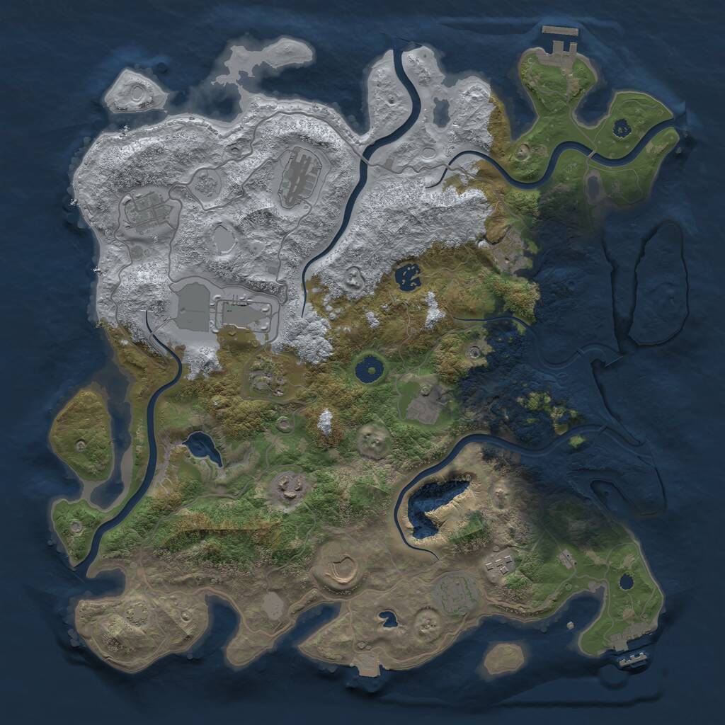 Rust Map: Procedural Map, Size: 4050, Seed: 2021, 17 Monuments
