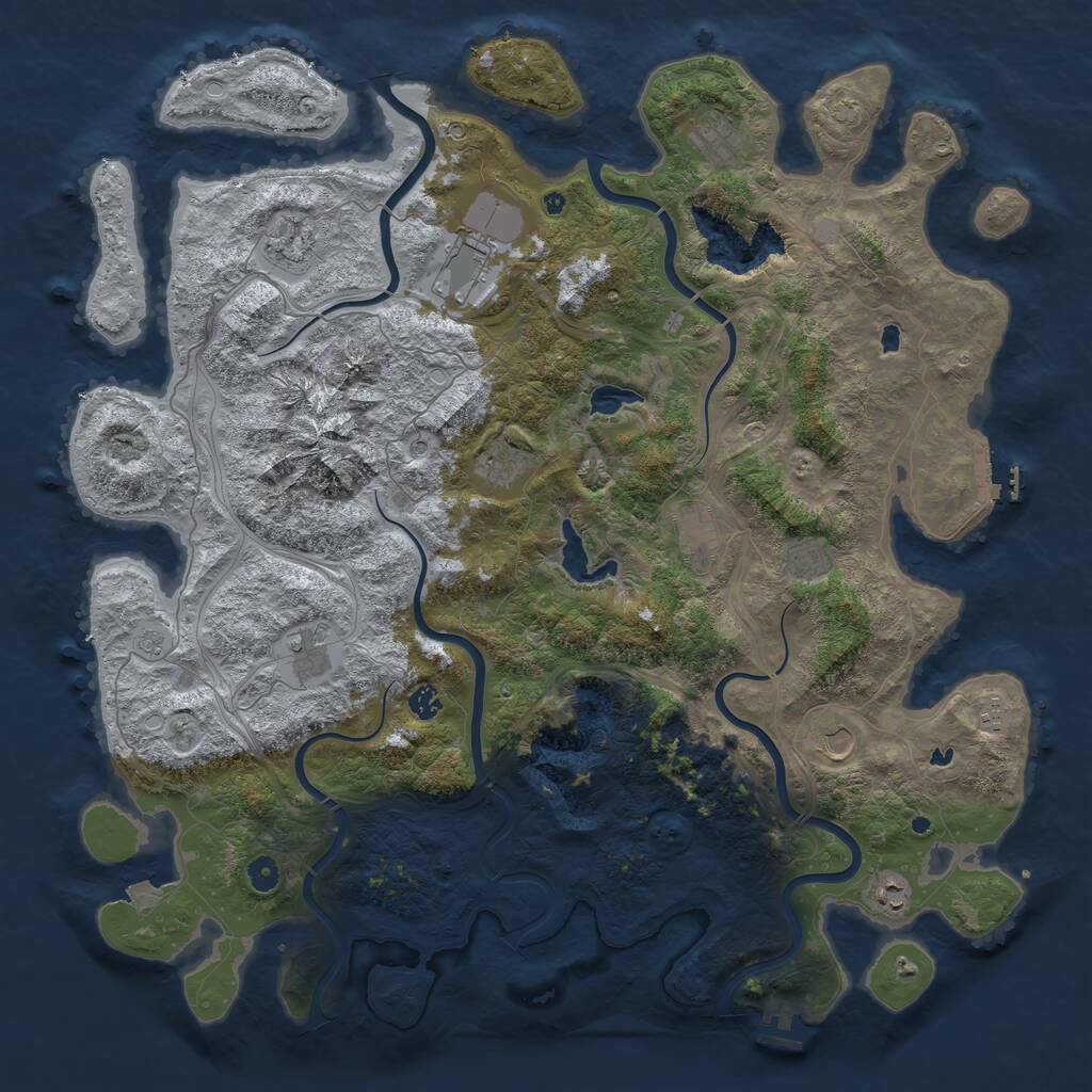 Rust Map: Procedural Map, Size: 5000, Seed: 77758492, 17 Monuments