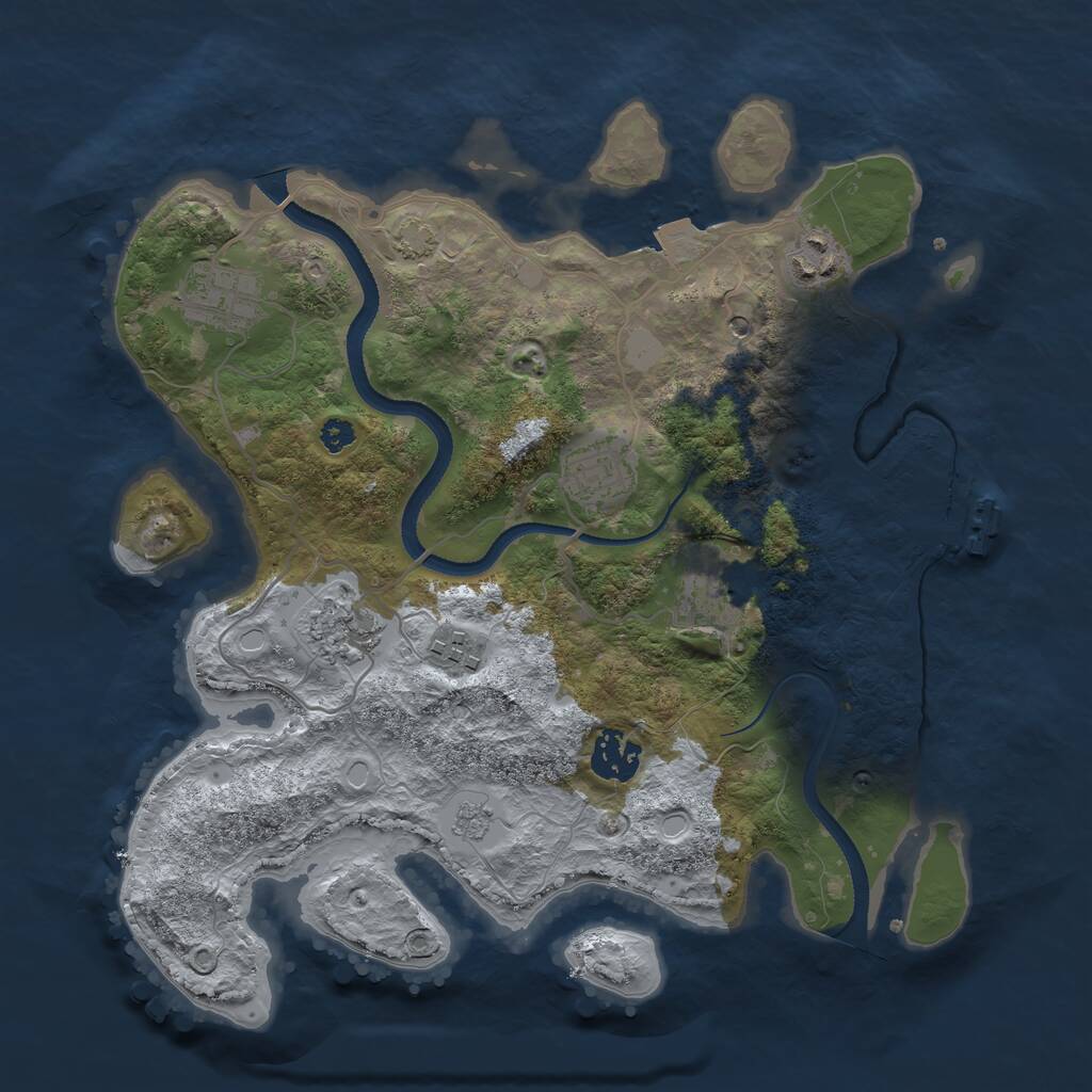 Rust Map: Procedural Map, Size: 3250, Seed: 39362672, 12 Monuments