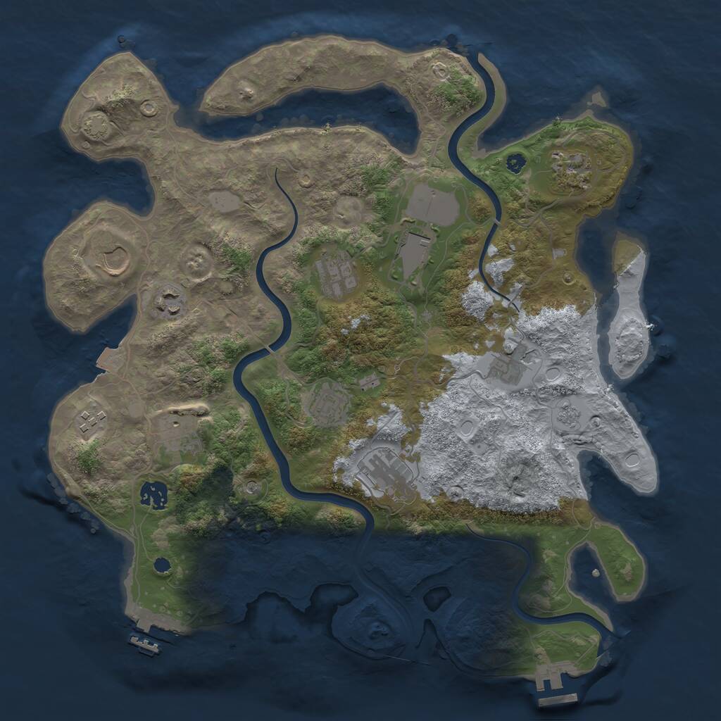 Rust Map: Procedural Map, Size: 3750, Seed: 1593286430, 17 Monuments