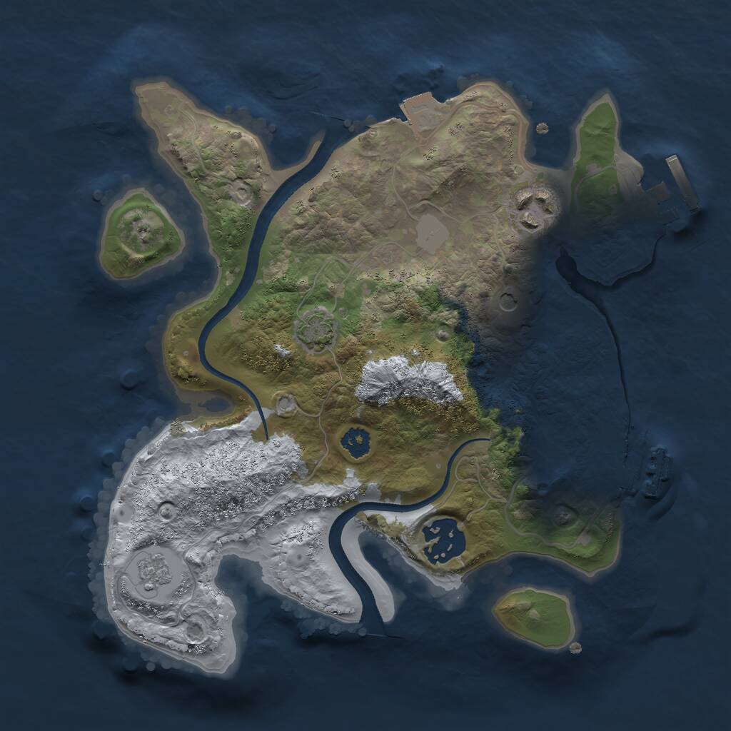 Rust Map: Procedural Map, Size: 2500, Seed: 39362672, 8 Monuments