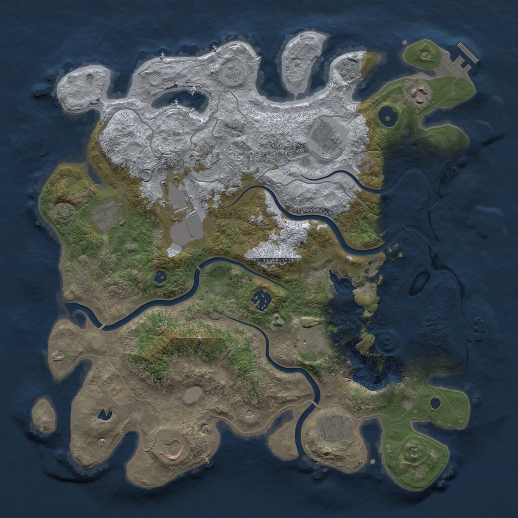 Rust Map: Procedural Map, Size: 4000, Seed: 834066141, 16 Monuments
