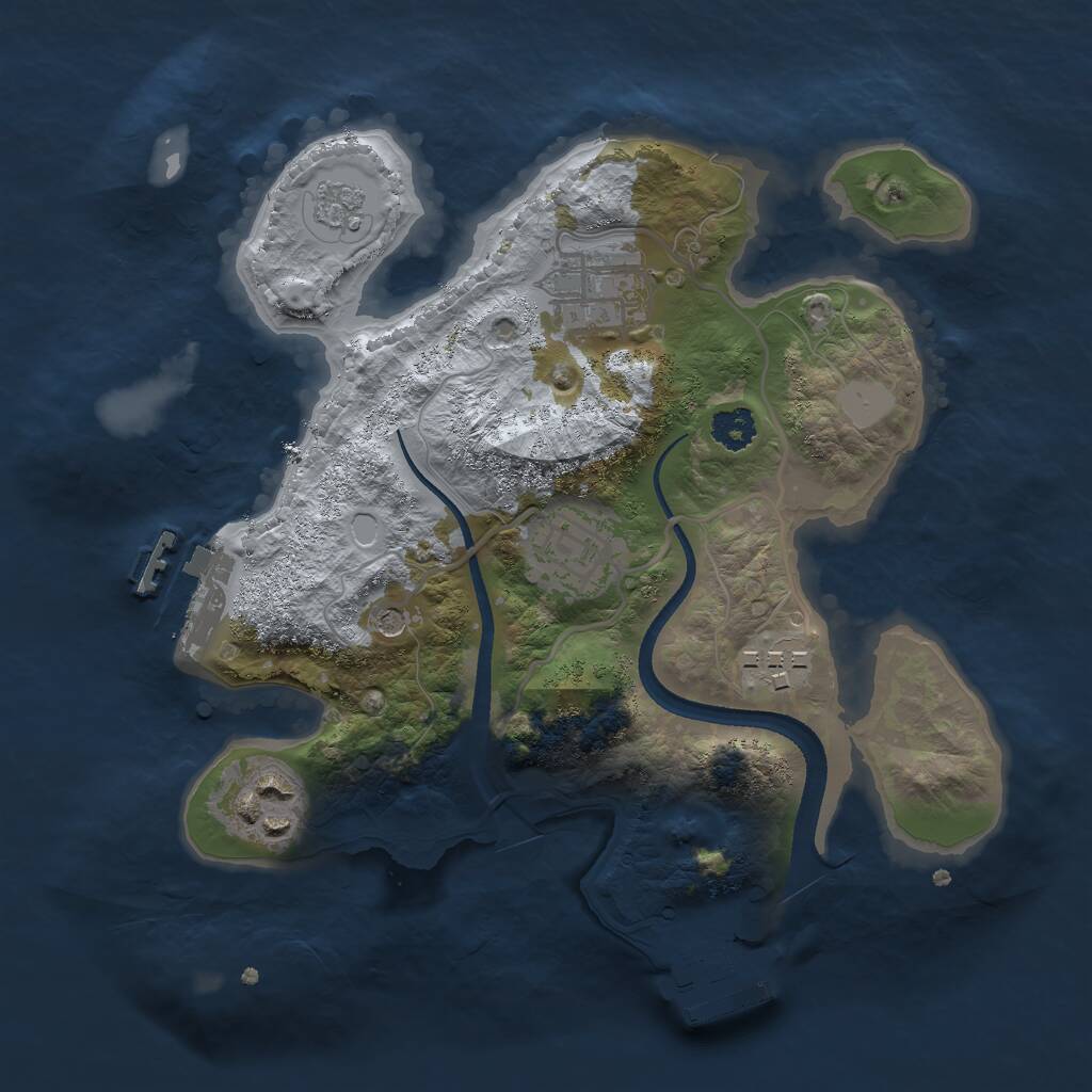 Rust Map: Procedural Map, Size: 2500, Seed: 714768999, 9 Monuments