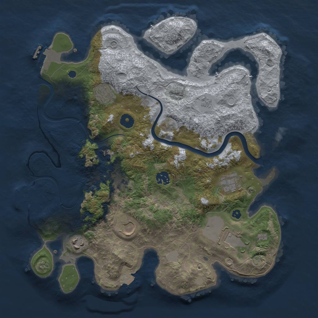 Rust Map: Procedural Map, Size: 3500, Seed: 1106811604, 13 Monuments