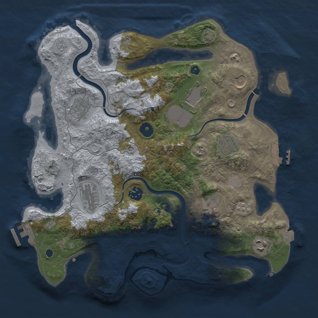 Rust Map: Procedural Map, Size: 3500, Seed: 1384256201, 15 Monuments