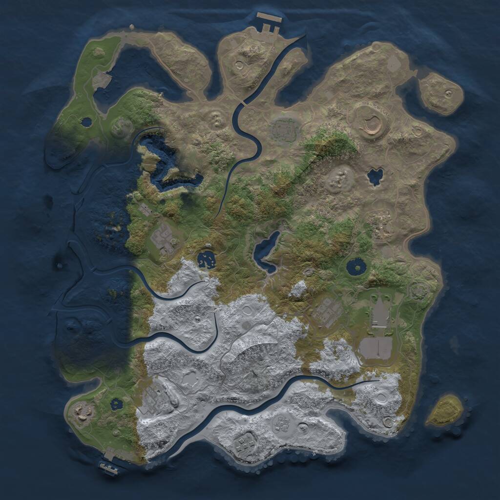 Rust Map: Procedural Map, Size: 4000, Seed: 50953, 16 Monuments