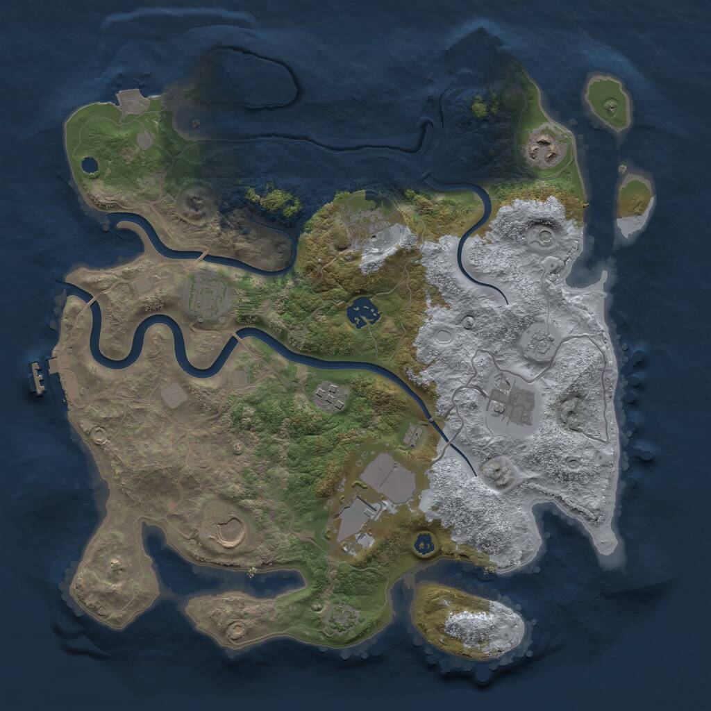 Rust Map: Procedural Map, Size: 3500, Seed: 301021309, 14 Monuments