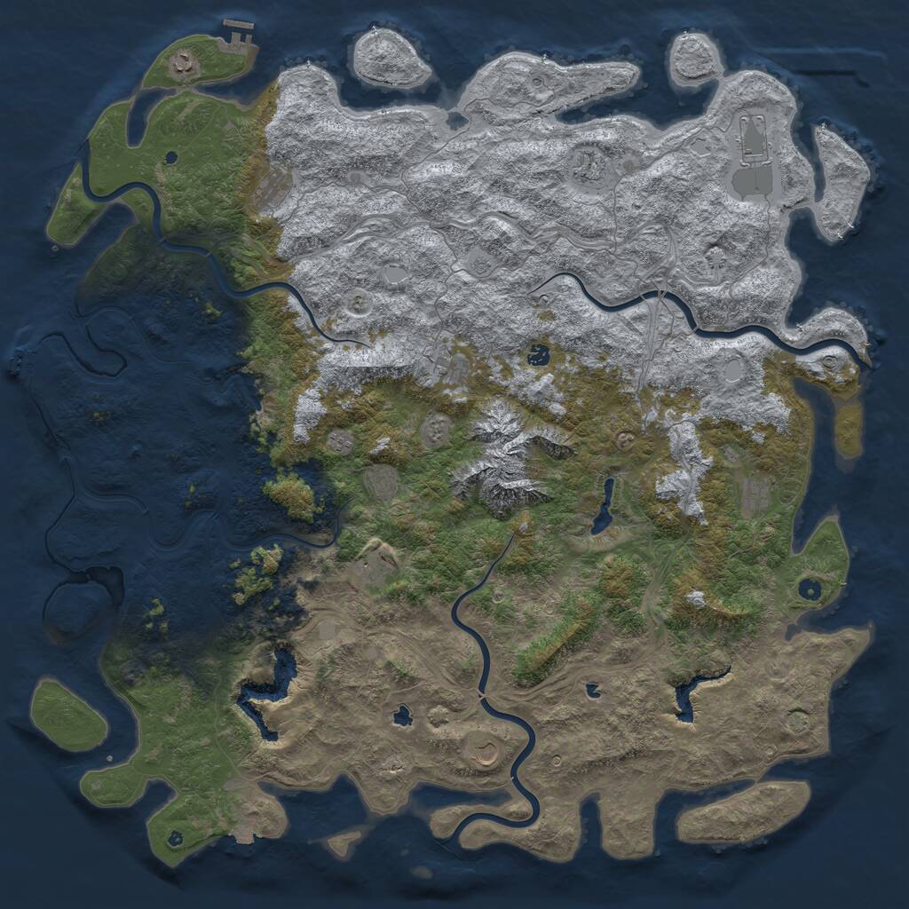 Rust Map: Procedural Map, Size: 6000, Seed: 847291634, 17 Monuments