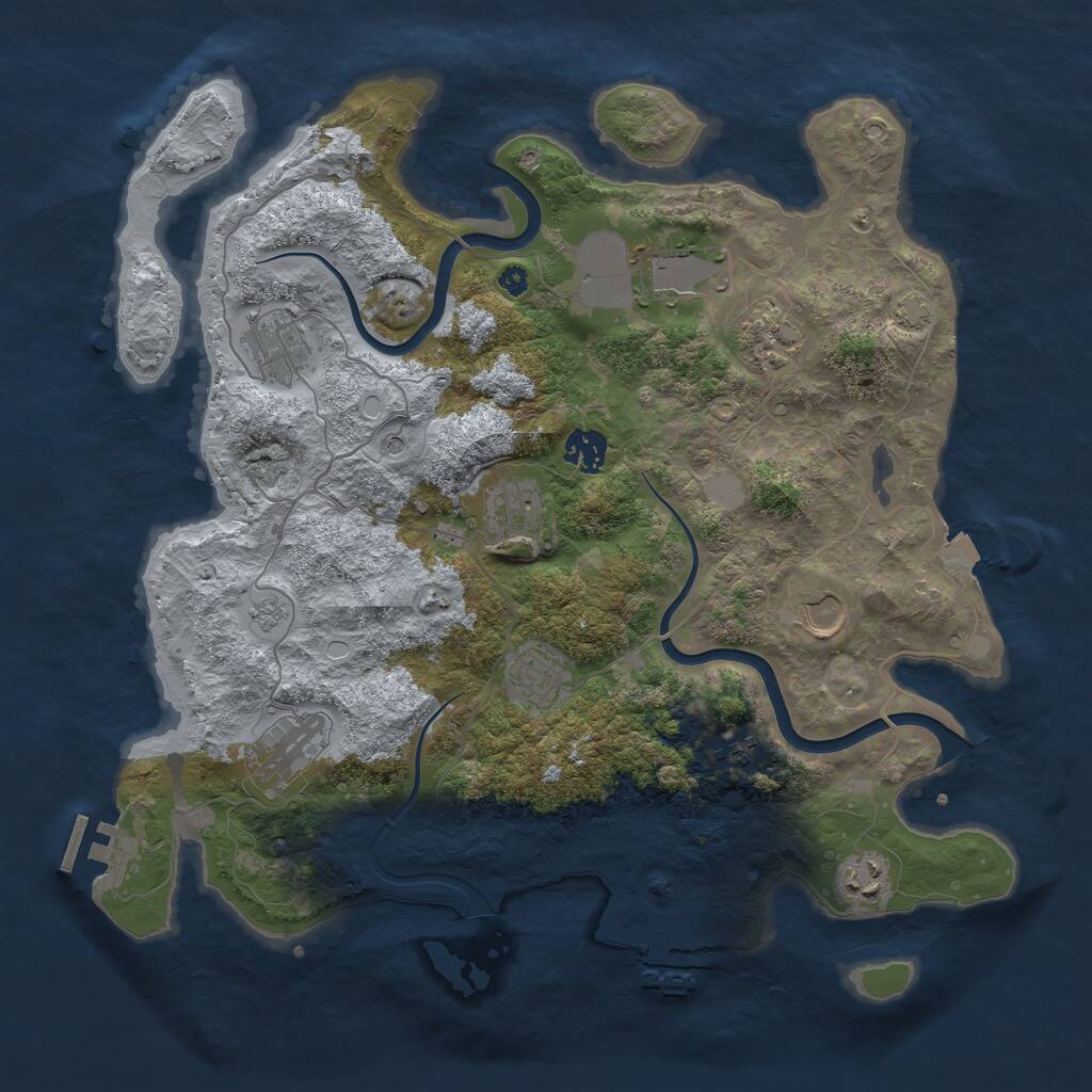 Rust Map: Procedural Map, Size: 3750, Seed: 2056285738, 16 Monuments