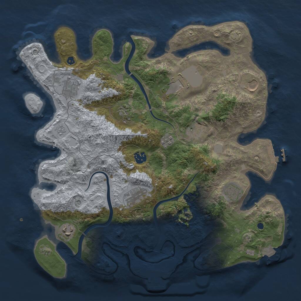 Rust Map: Procedural Map, Size: 3750, Seed: 457819737, 16 Monuments