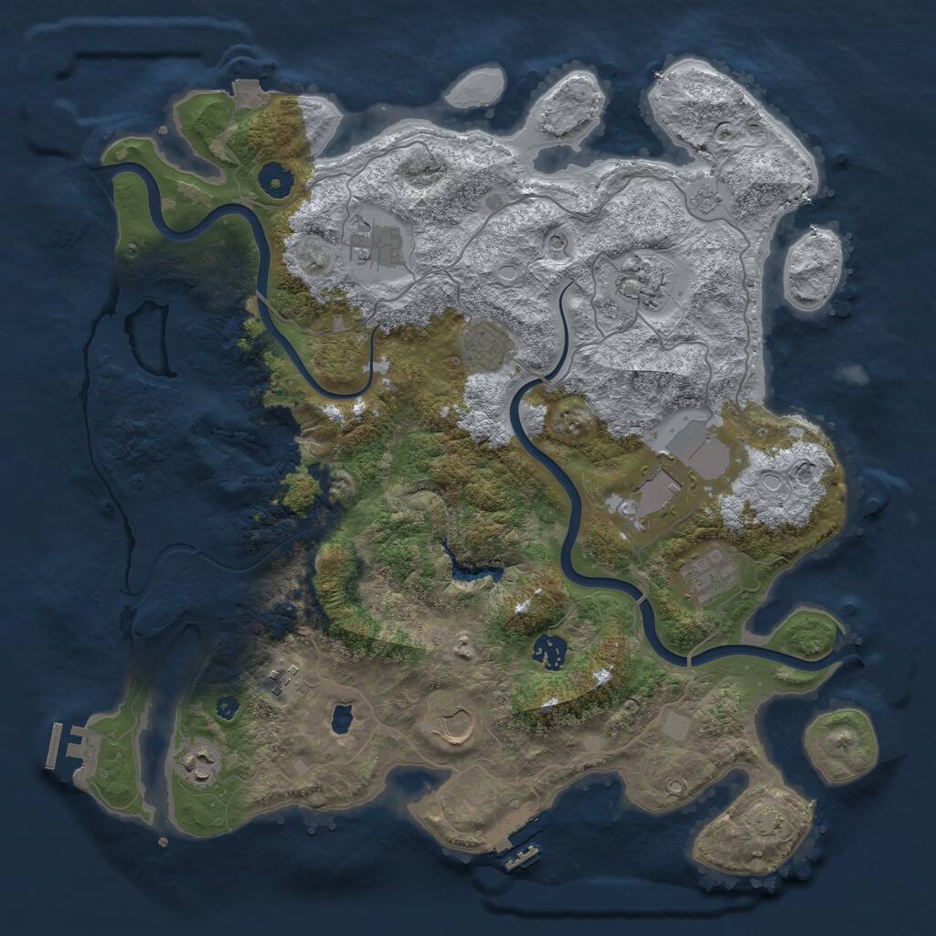 Rust Map: Procedural Map, Size: 4000, Seed: 693258879, 15 Monuments