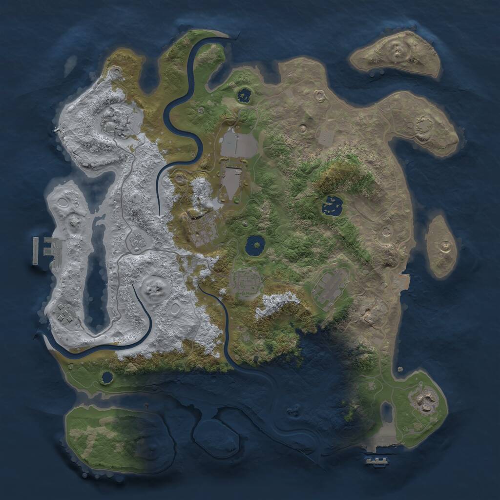 Rust Map: Procedural Map, Size: 3650, Seed: 1121838619, 14 Monuments