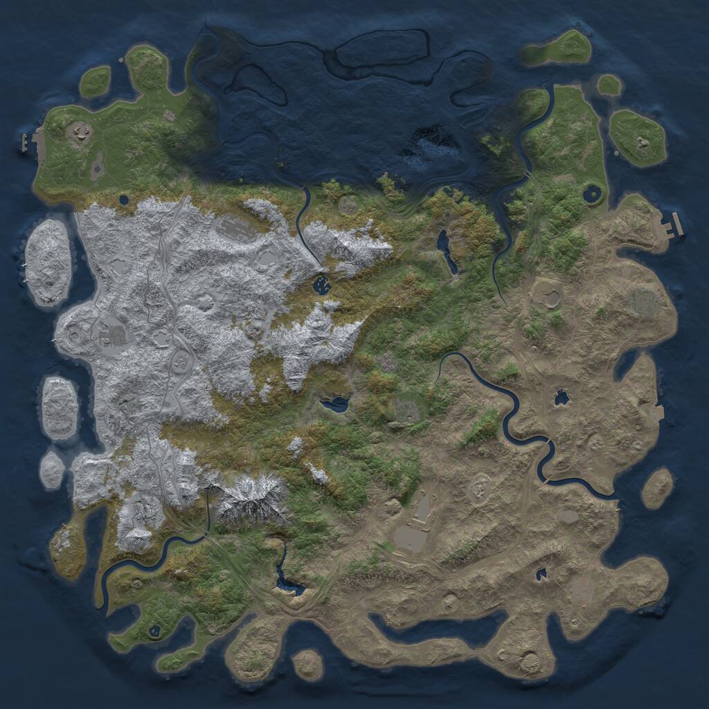 Rust Map: Procedural Map, Size: 6000, Seed: 1106364127, 17 Monuments