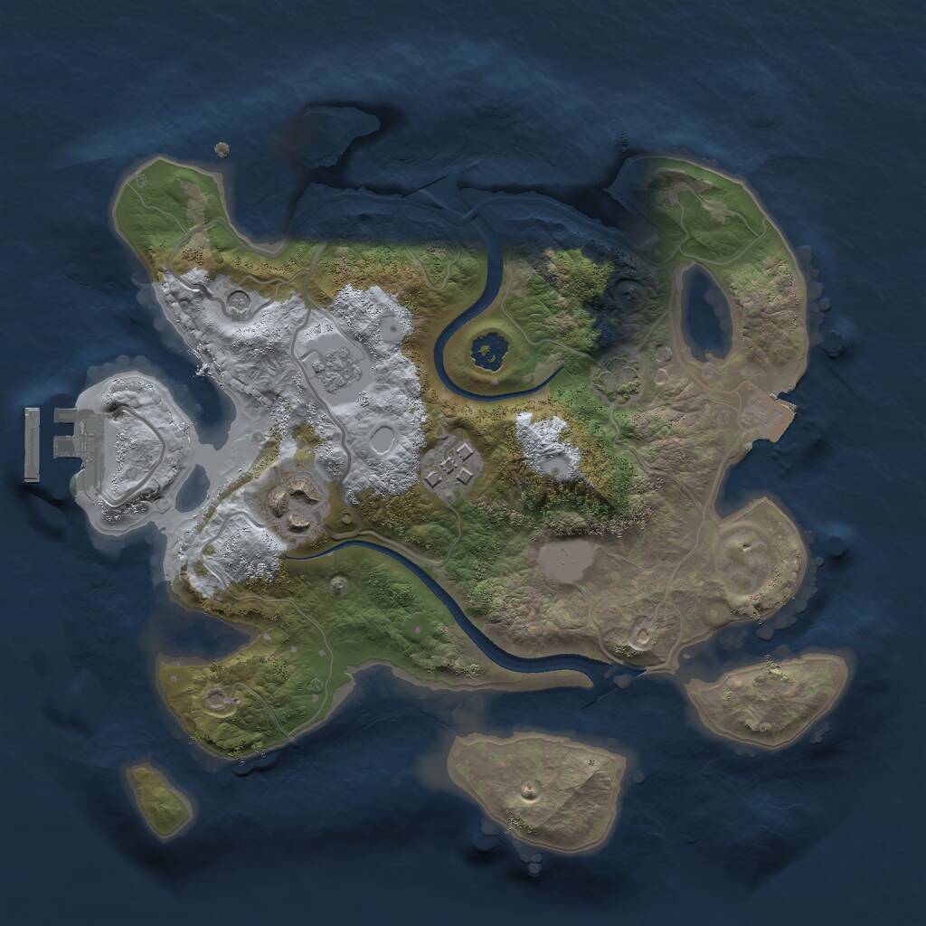 Rust Map: Procedural Map, Size: 2500, Seed: 1048364940, 7 Monuments