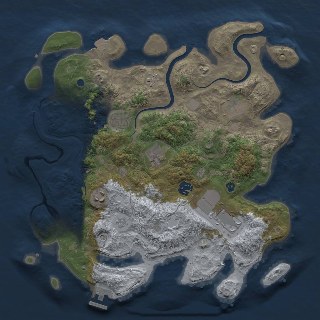 Rust Map: Procedural Map, Size: 3500, Seed: 544019979, 12 Monuments