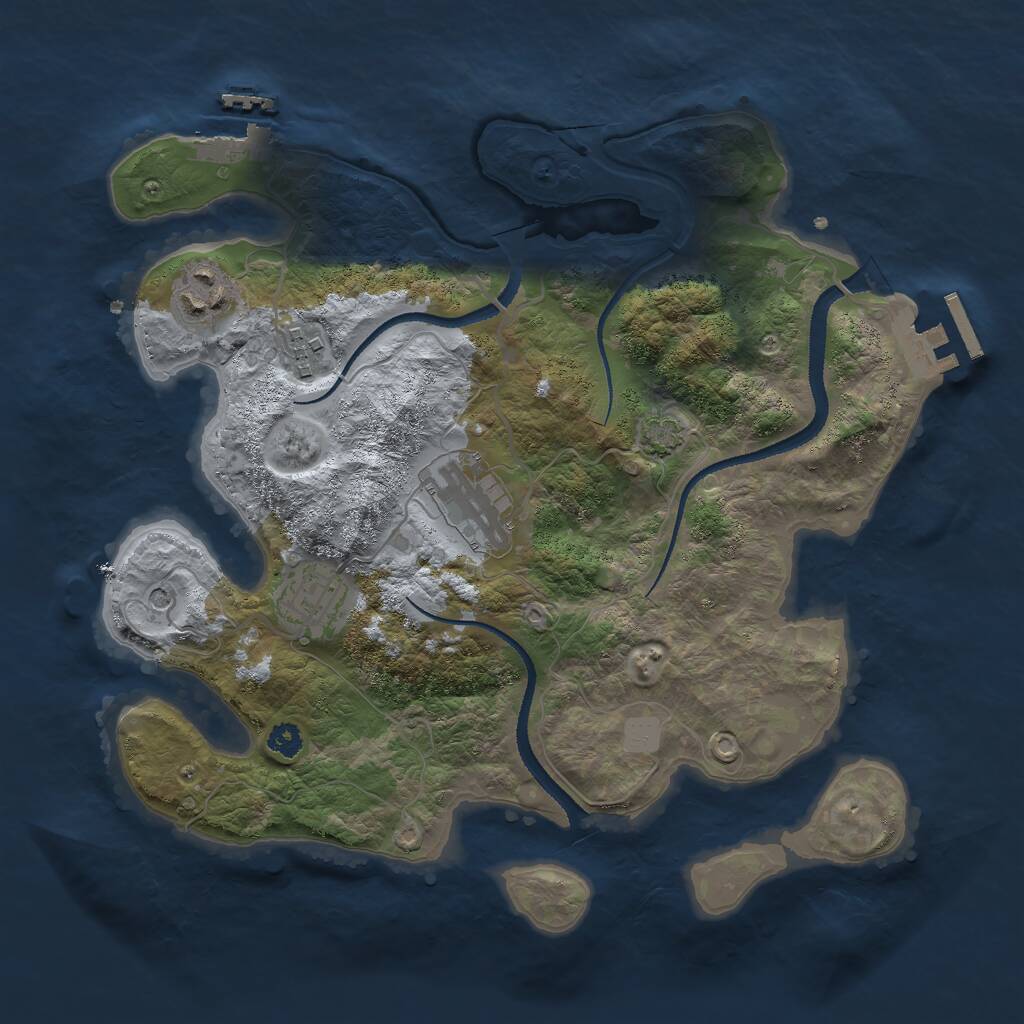 Rust Map: Procedural Map, Size: 3000, Seed: 1329918502, 9 Monuments