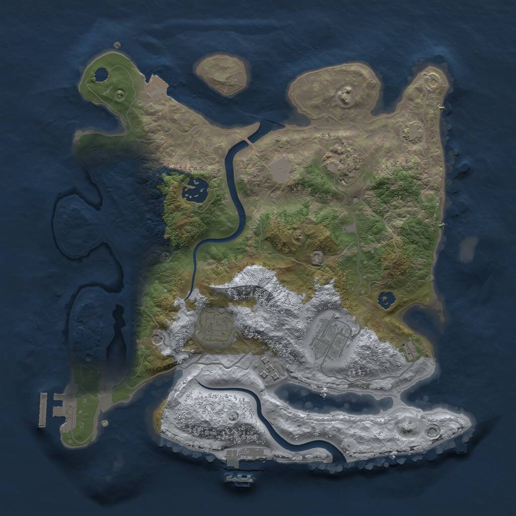 Rust Map: Procedural Map, Size: 3000, Seed: 1048565181, 10 Monuments