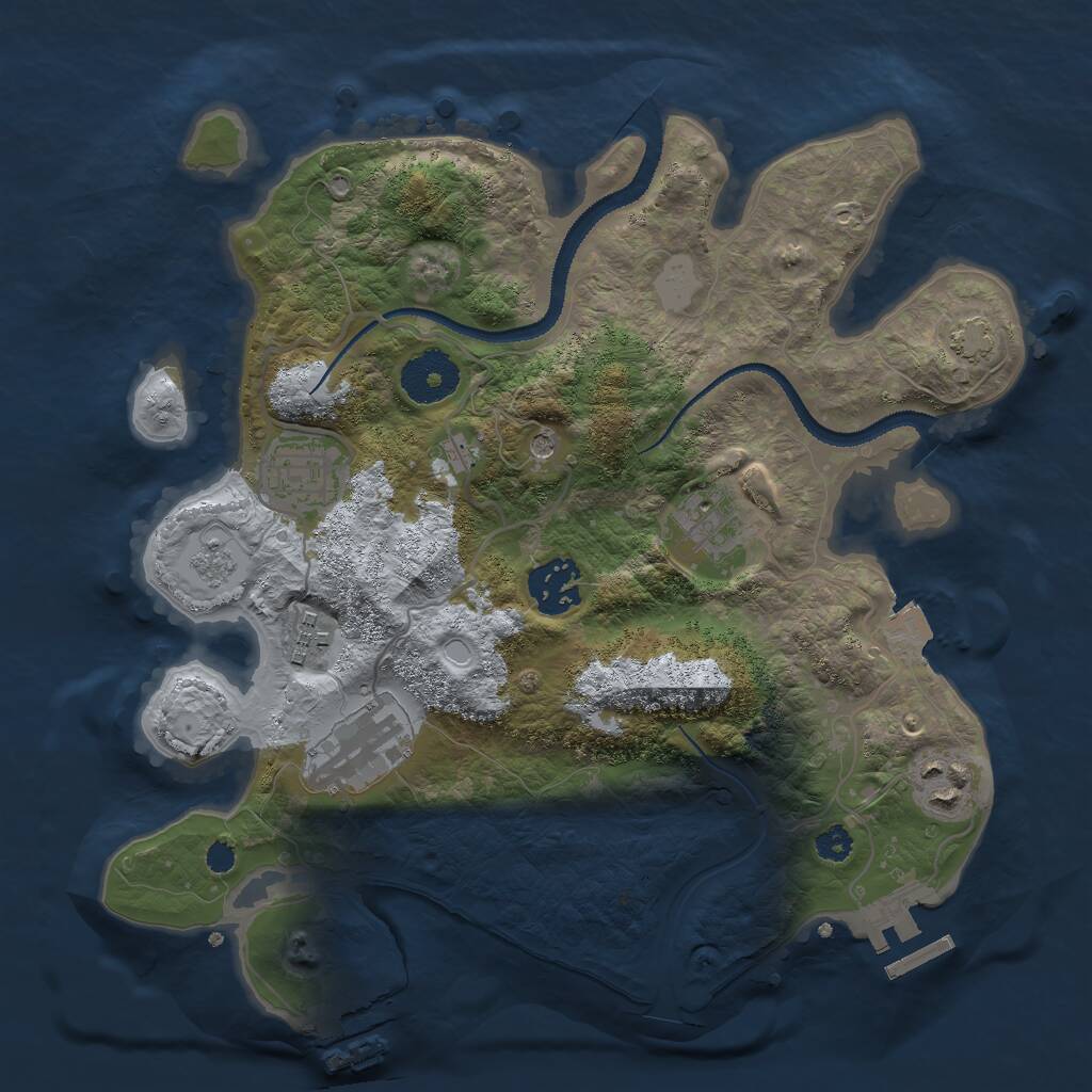 Rust Map: Procedural Map, Size: 3000, Seed: 140873, 12 Monuments