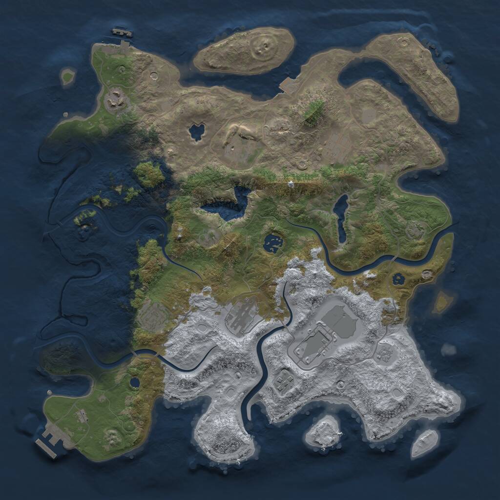 Rust Map: Procedural Map, Size: 4000, Seed: 933305406, 14 Monuments