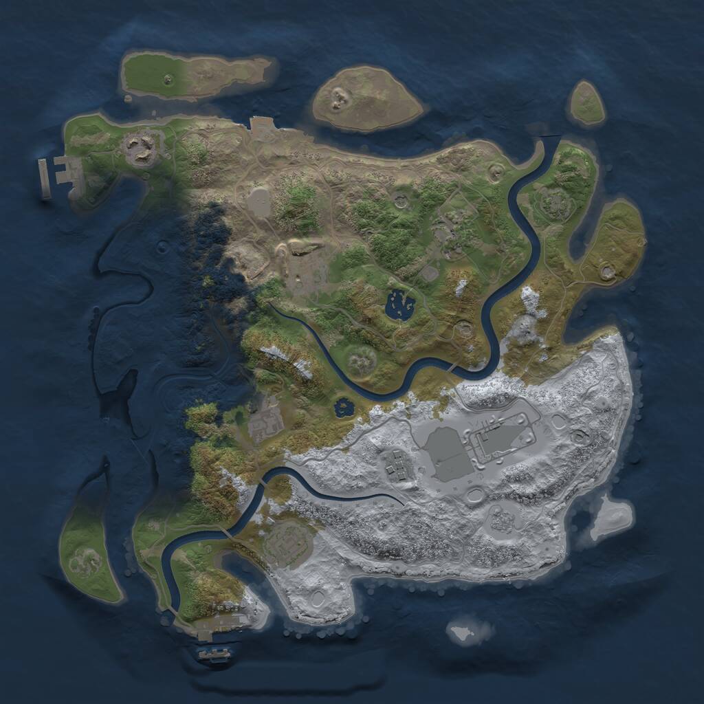 Rust Map: Procedural Map, Size: 3500, Seed: 528265739, 14 Monuments