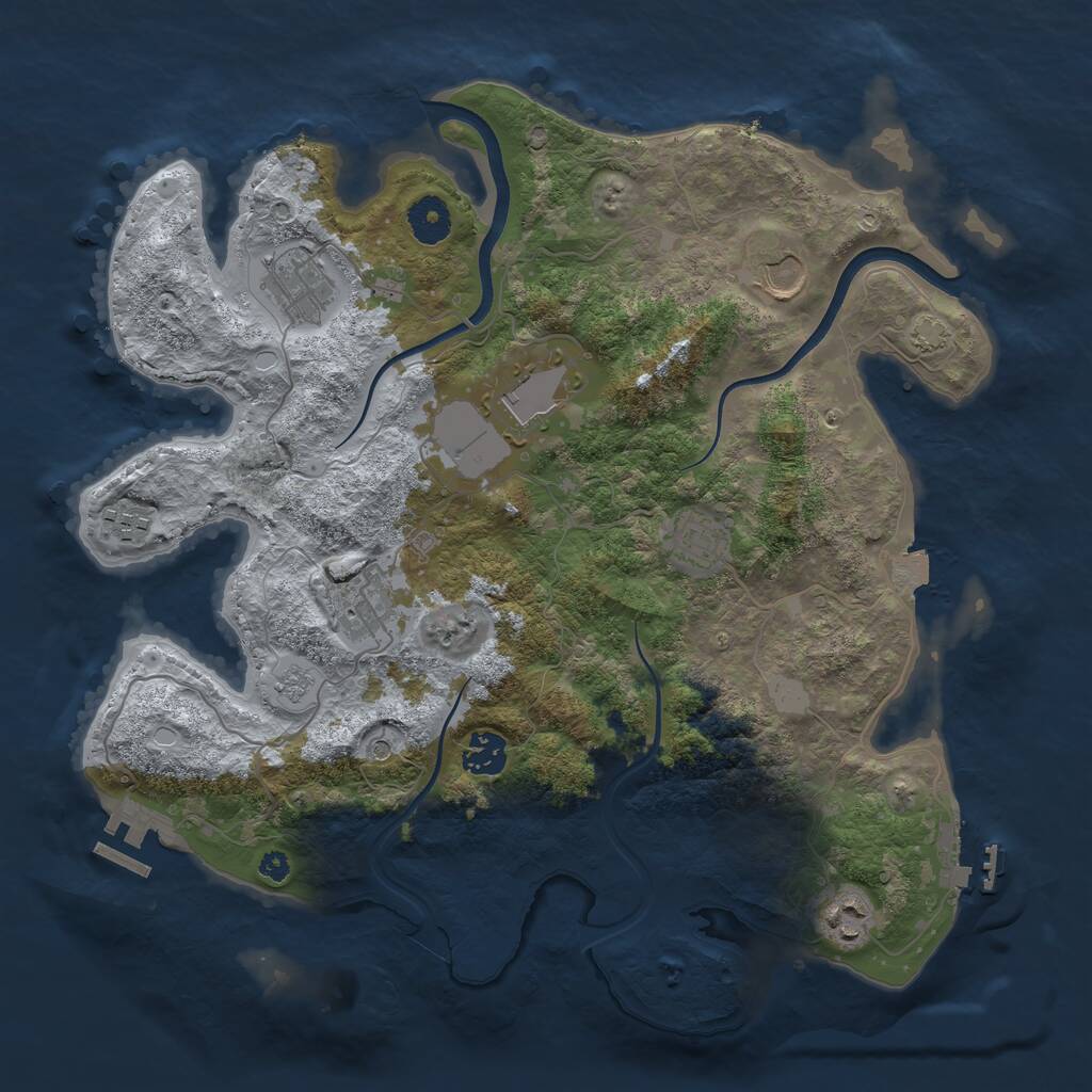 Rust Map: Procedural Map, Size: 3650, Seed: 1809032043, 14 Monuments