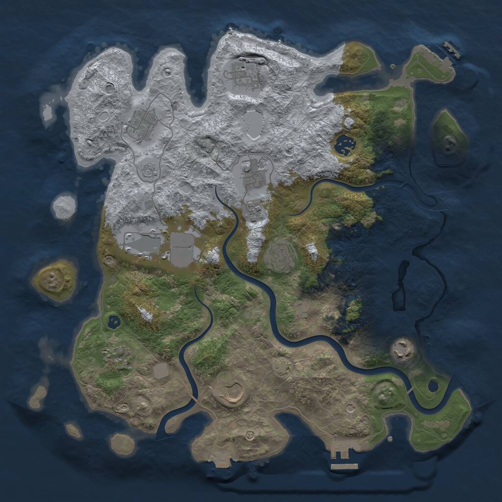 Rust Map: Procedural Map, Size: 3750, Seed: 1919813, 16 Monuments