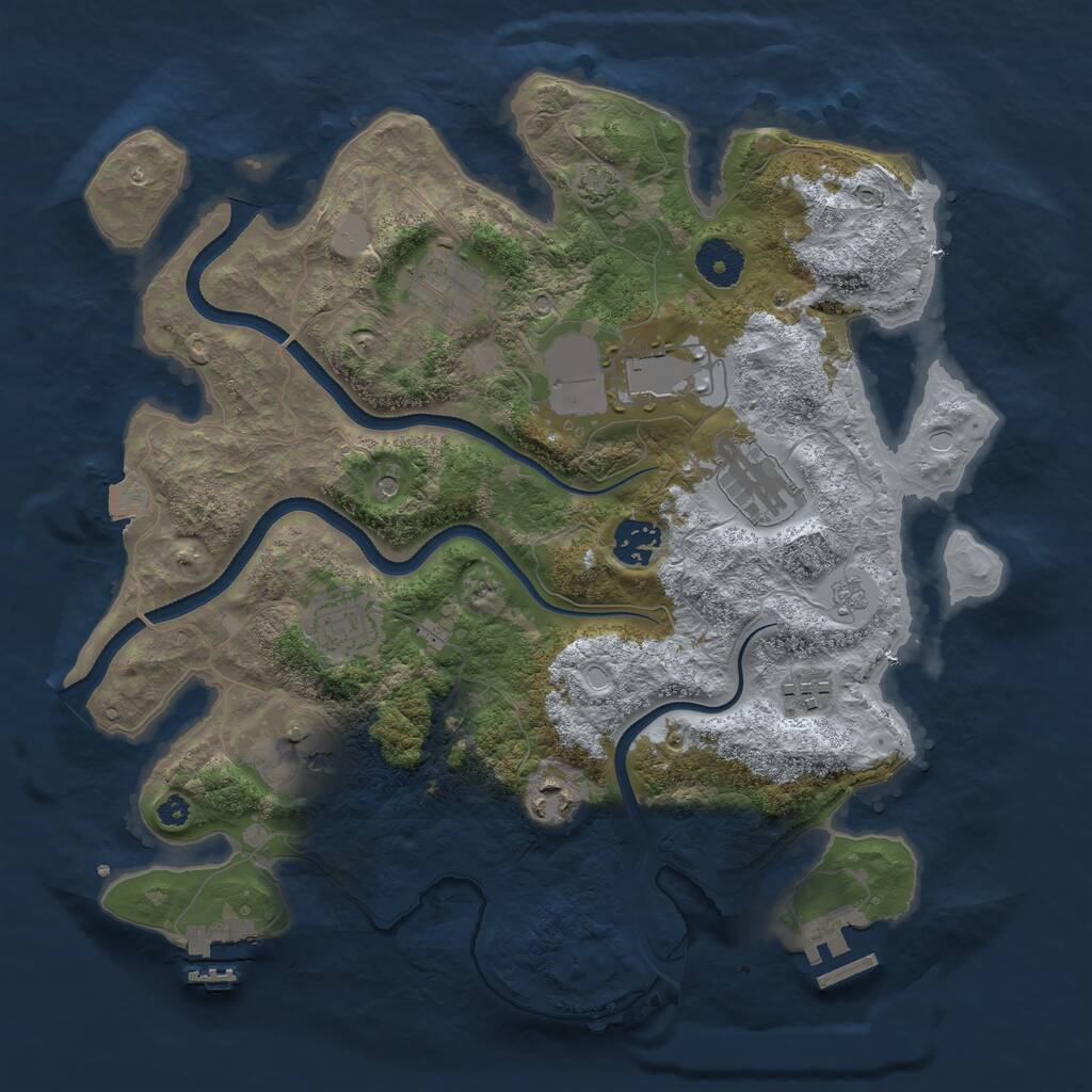 Rust Map: Procedural Map, Size: 3500, Seed: 1973916623, 14 Monuments