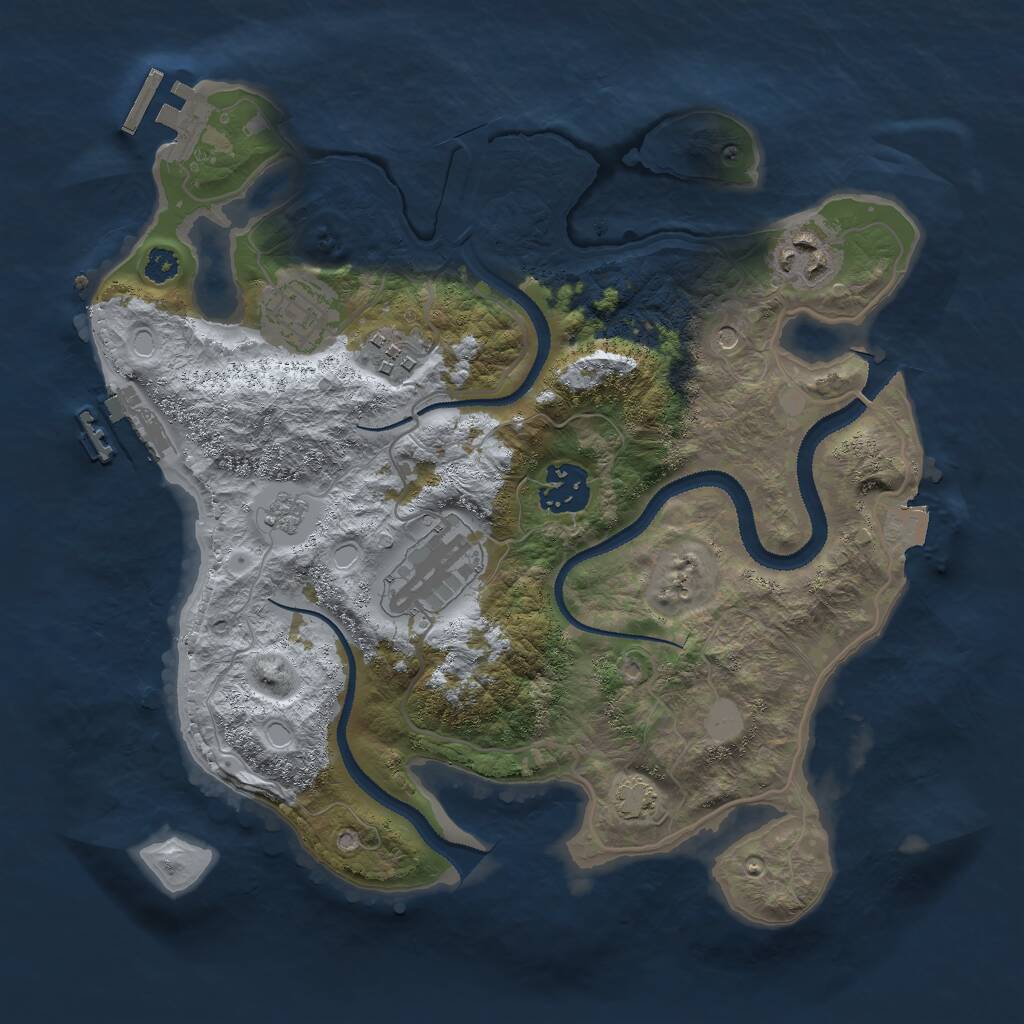 Rust Map: Procedural Map, Size: 3000, Seed: 987127354, 11 Monuments