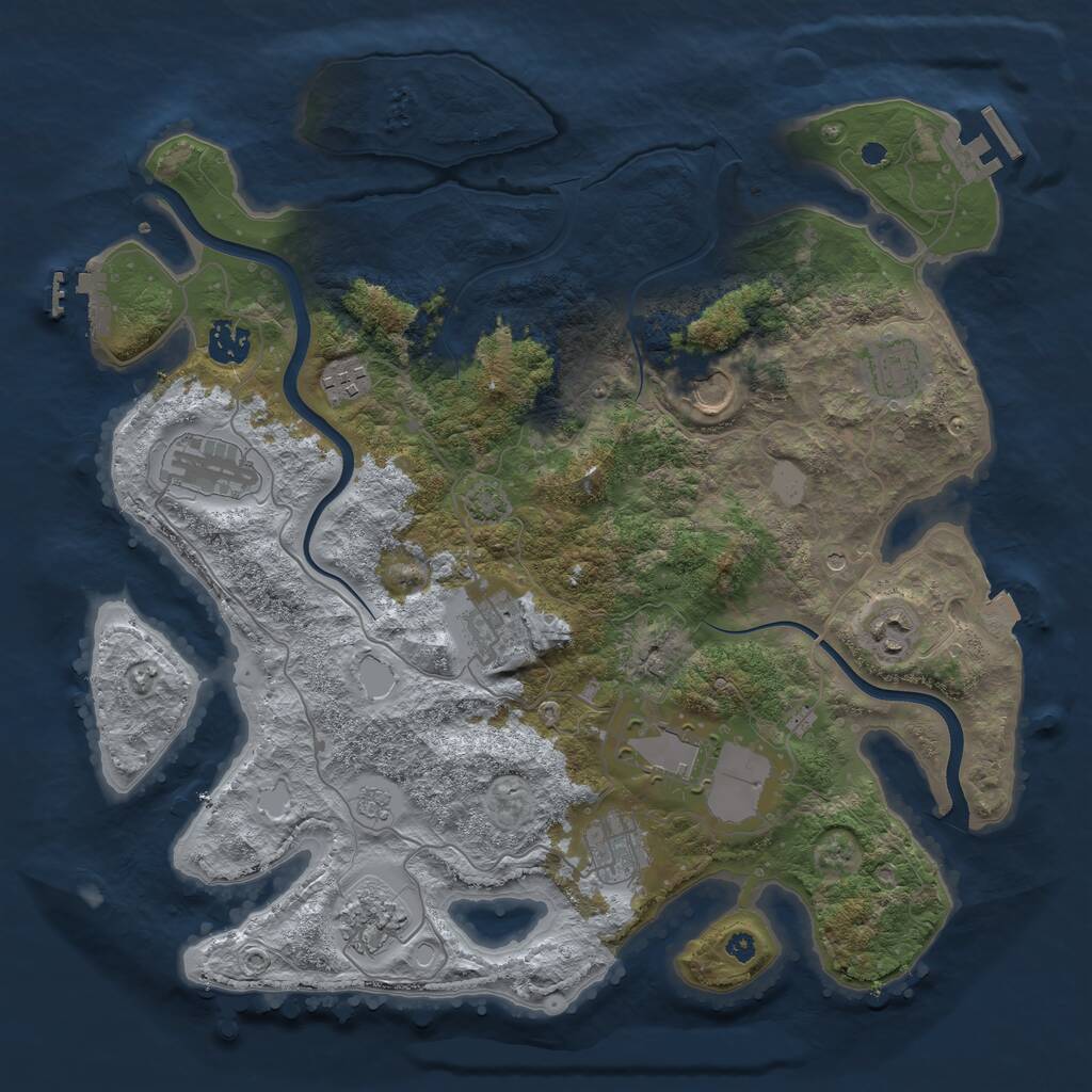 Rust Map: Procedural Map, Size: 3750, Seed: 884758847, 16 Monuments