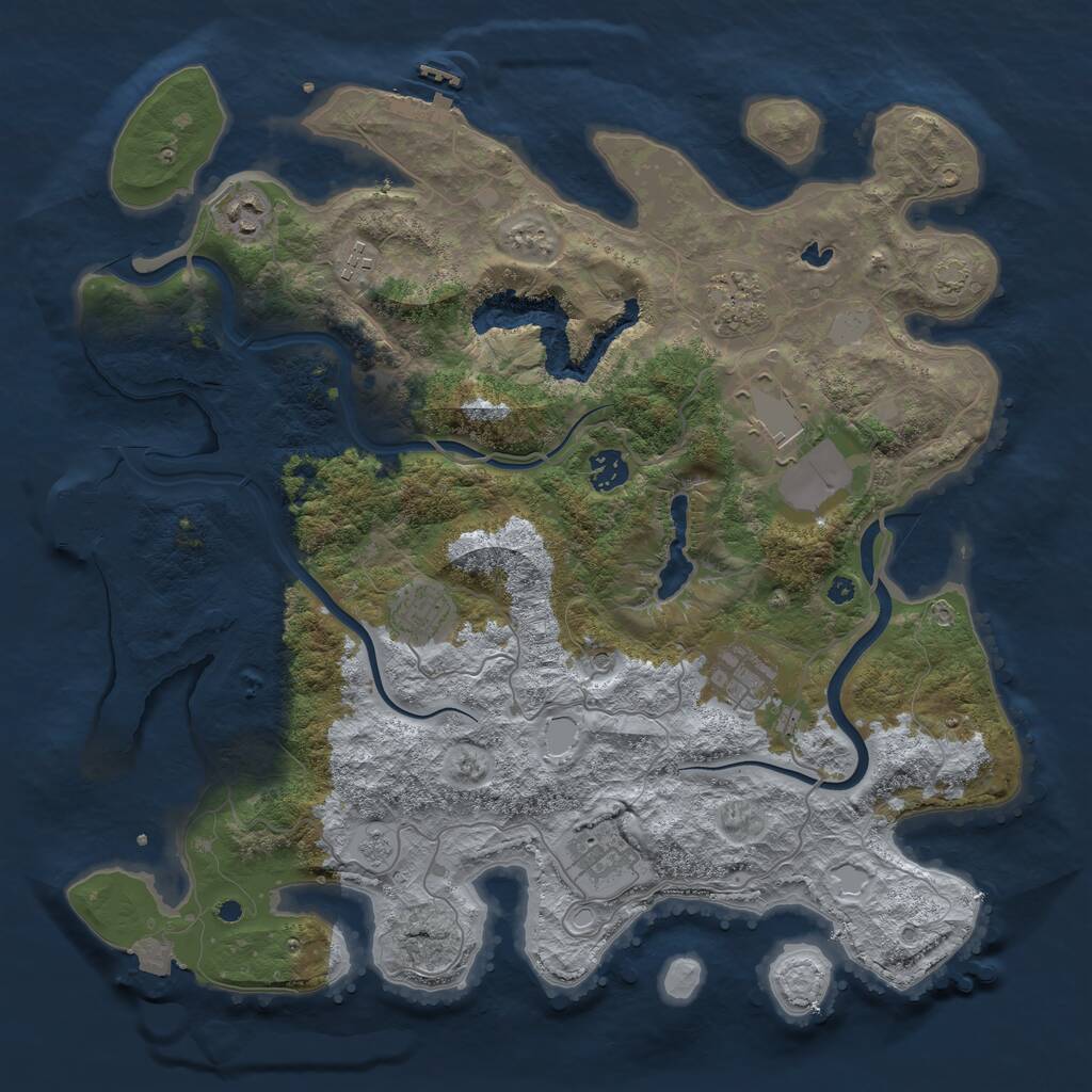 Rust Map: Procedural Map, Size: 4000, Seed: 24152, 14 Monuments