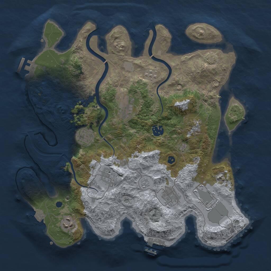 Rust Map: Procedural Map, Size: 3500, Seed: 345546588, 15 Monuments