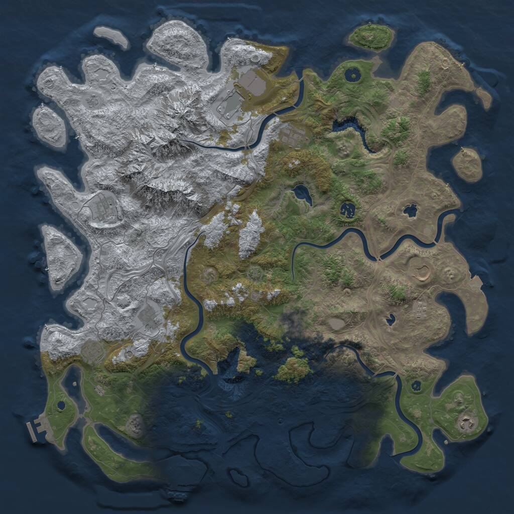 Rust Map: Procedural Map, Size: 5000, Seed: 2542, 16 Monuments