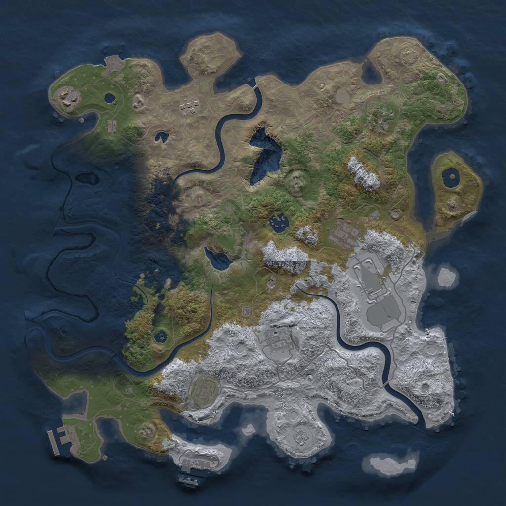 Rust Map: Procedural Map, Size: 4000, Seed: 1290484104, 14 Monuments