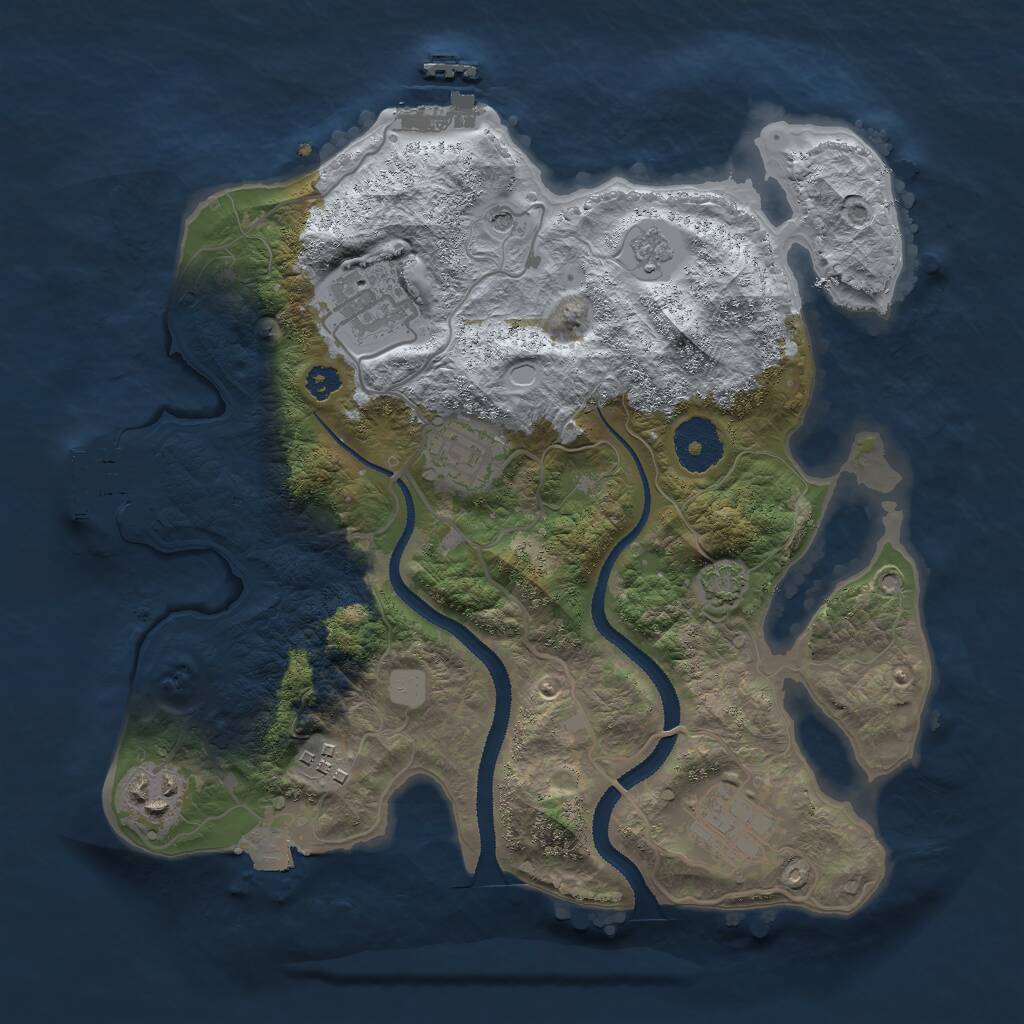 Rust Map: Procedural Map, Size: 3000, Seed: 1980584481, 11 Monuments