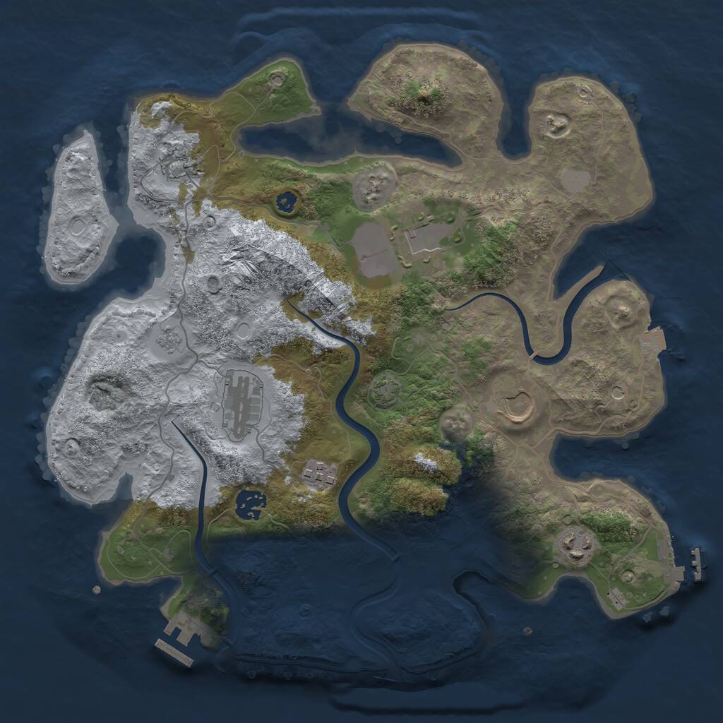 Rust Map: Procedural Map, Size: 3500, Seed: 561994838, 13 Monuments