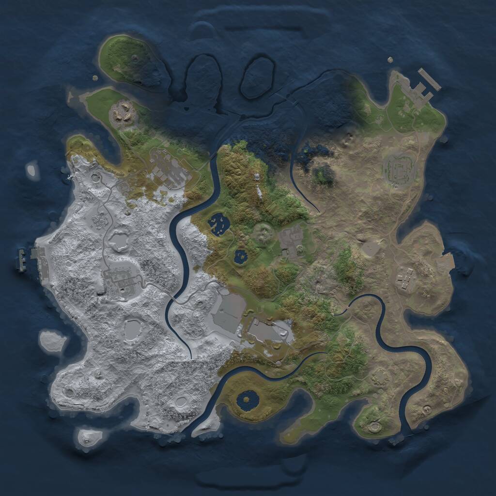 Rust Map: Procedural Map, Size: 3500, Seed: 1716664493, 14 Monuments