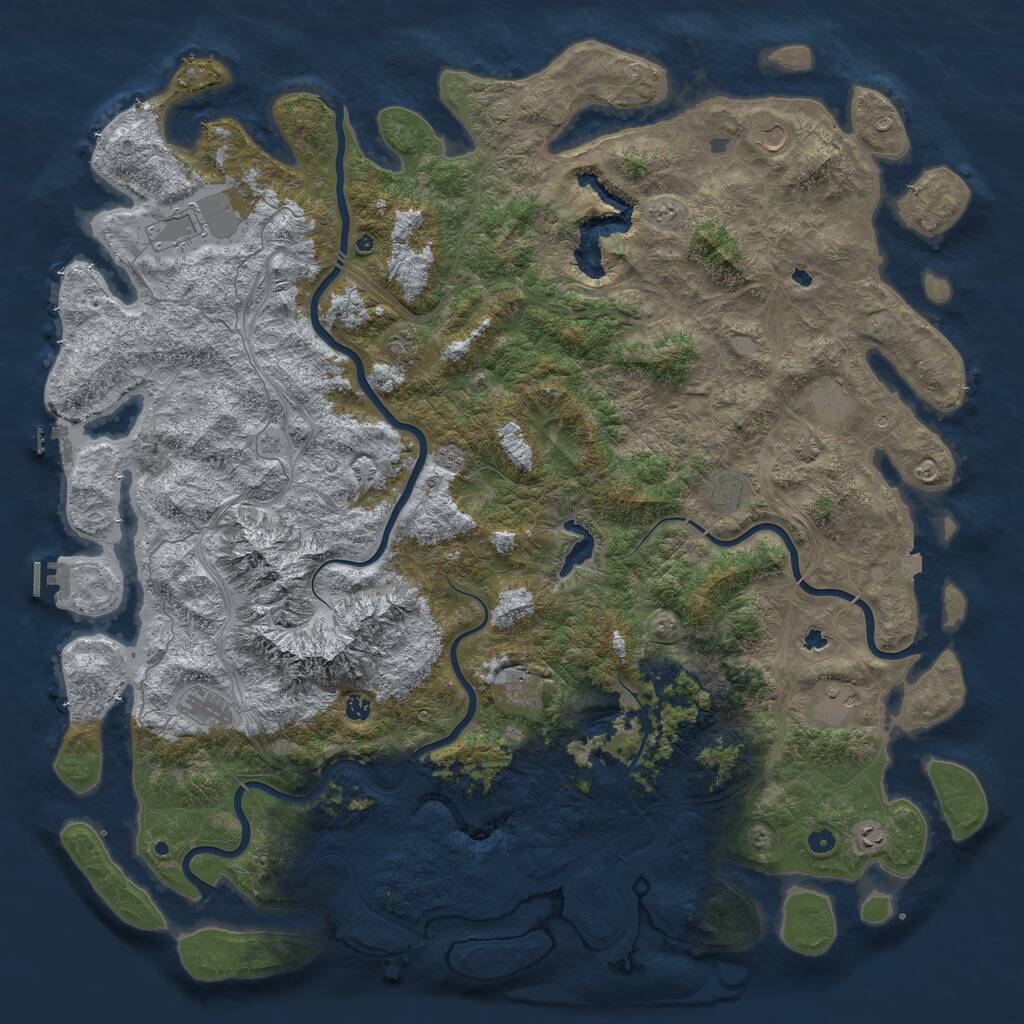 Rust Map: Procedural Map, Size: 6000, Seed: 315427940, 17 Monuments
