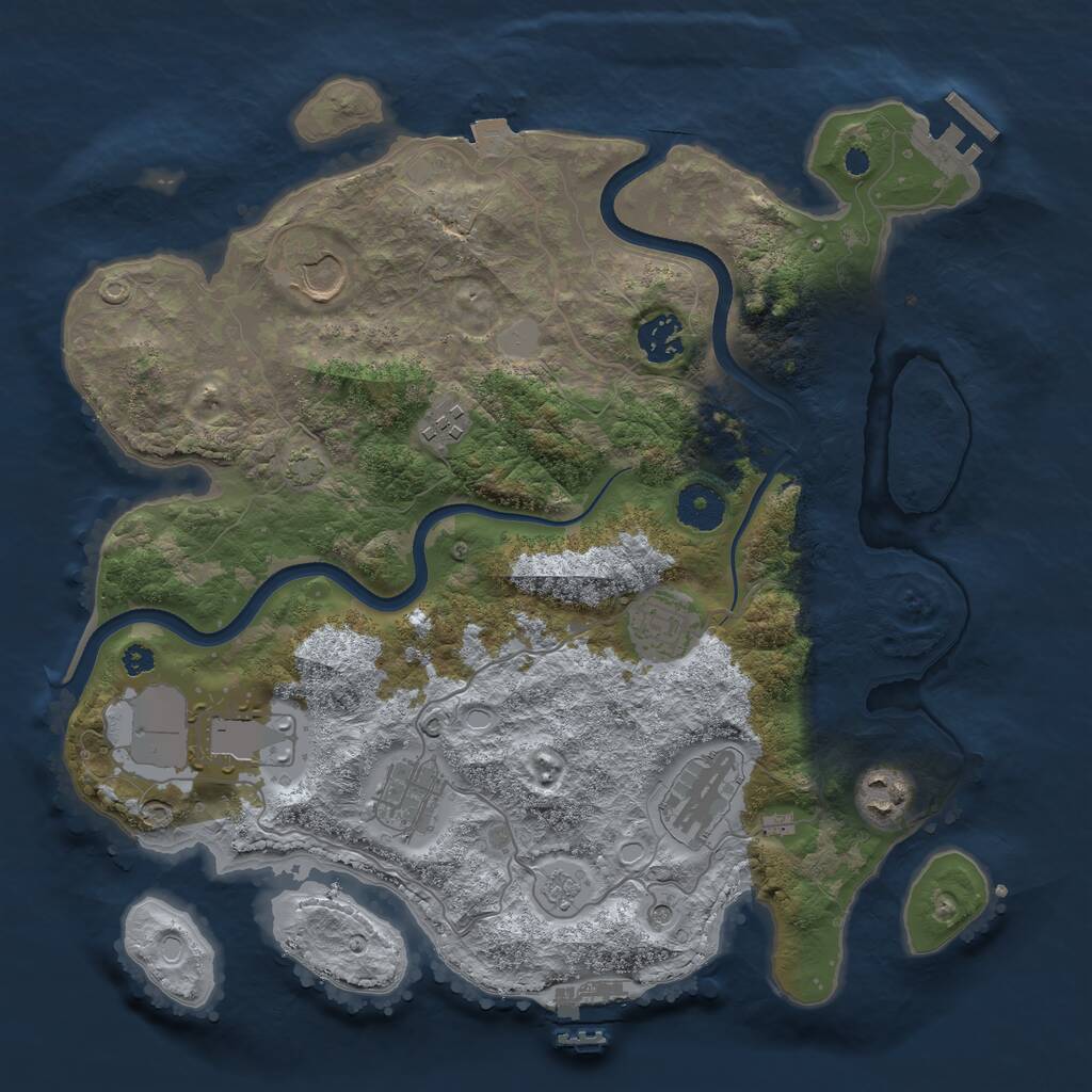 Rust Map: Procedural Map, Size: 3500, Seed: 728025443, 14 Monuments
